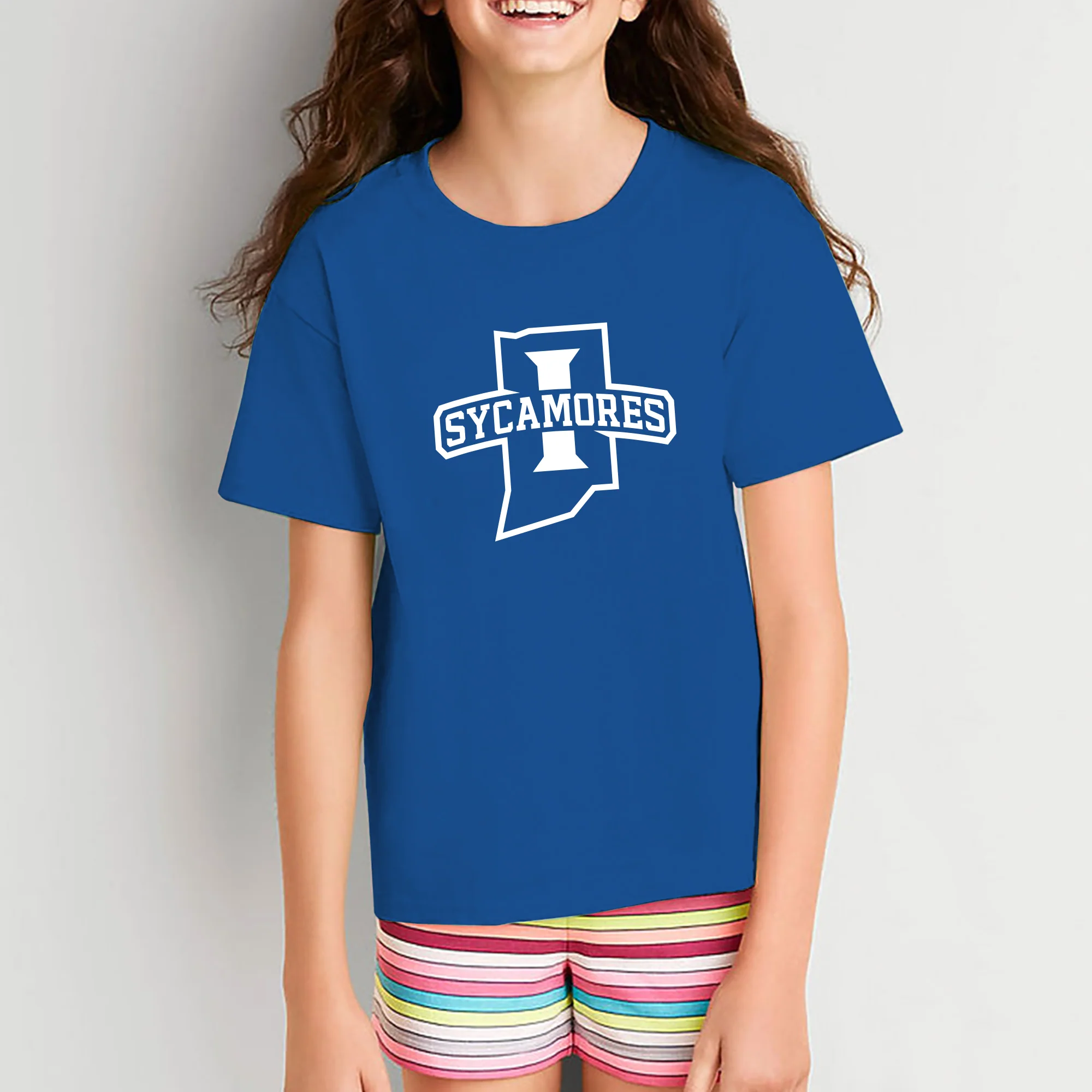 Indiana State University Sycamores Primary Logo Youth T Shirt - Royal - Image 4