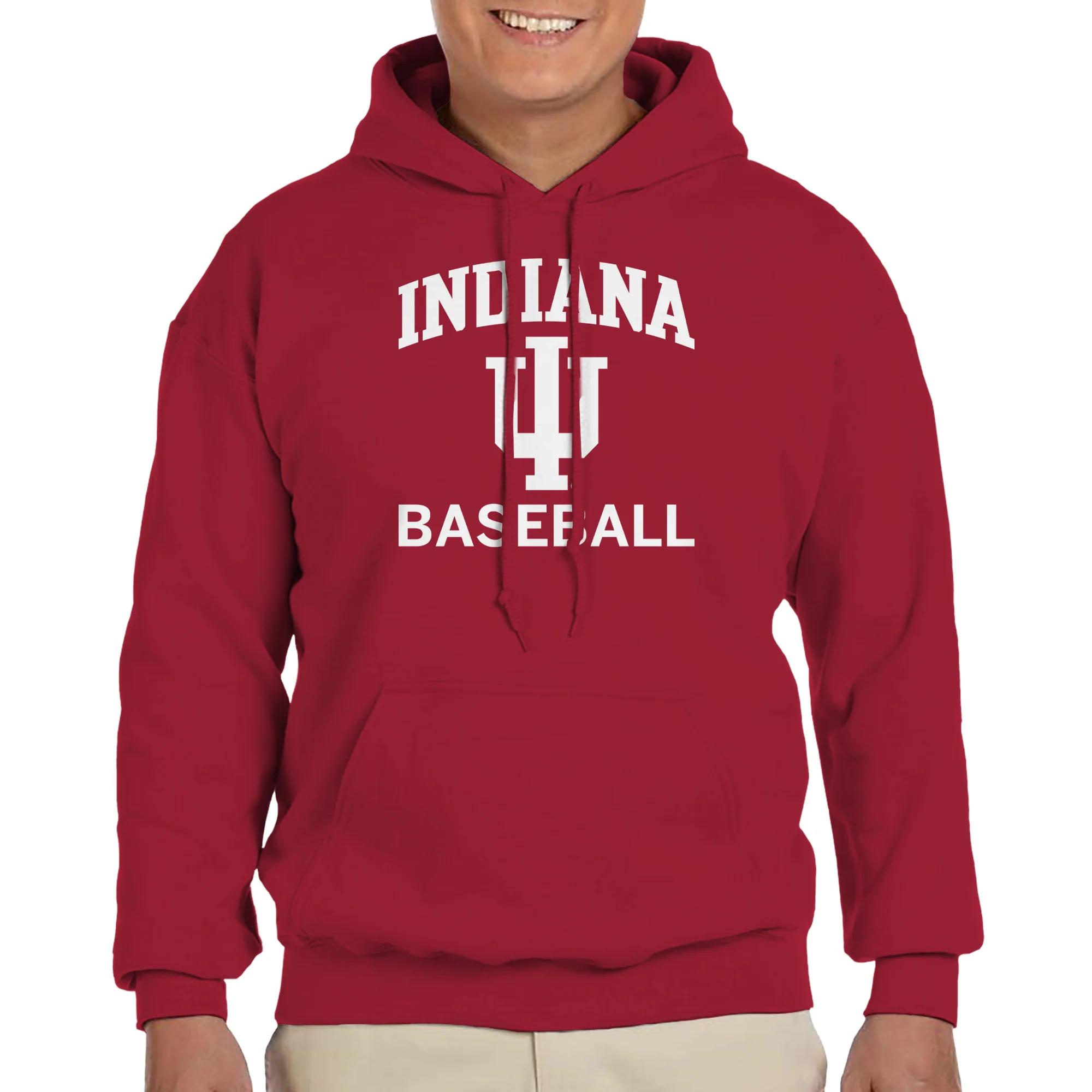 Indiana University Hoosiers Arch Logo Baseball Hoodie - Cardinal - Image 3