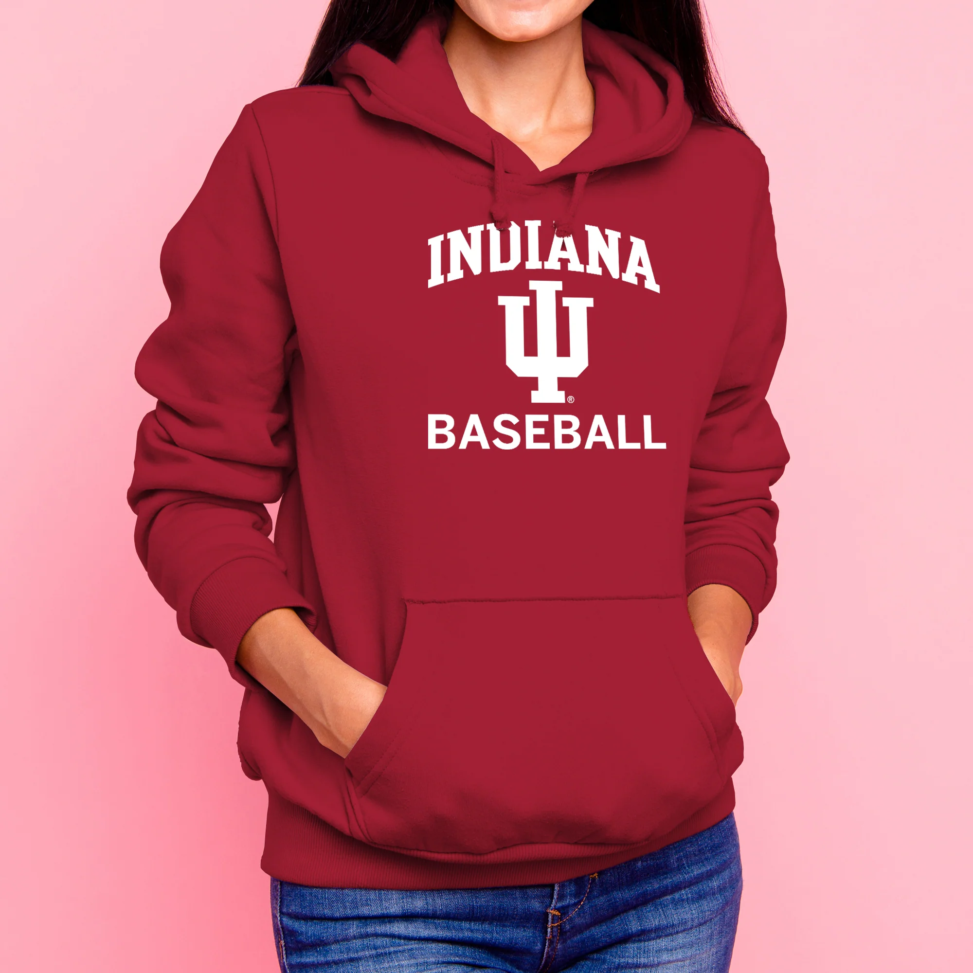 Indiana University Hoosiers Arch Logo Baseball Hoodie - Cardinal - Image 4