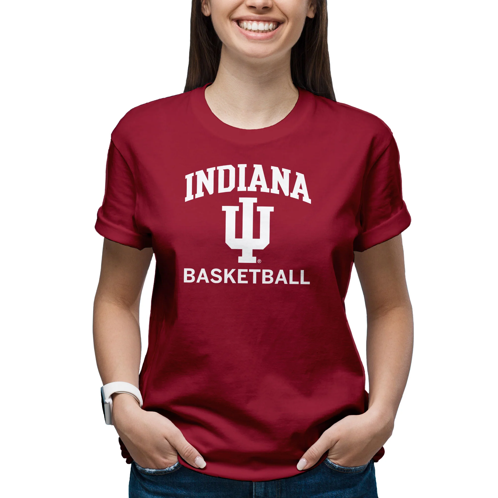 Indiana University Hoosiers Arch Logo Basketball Short Sleeve T Shirt - Cardinal - Image 4
