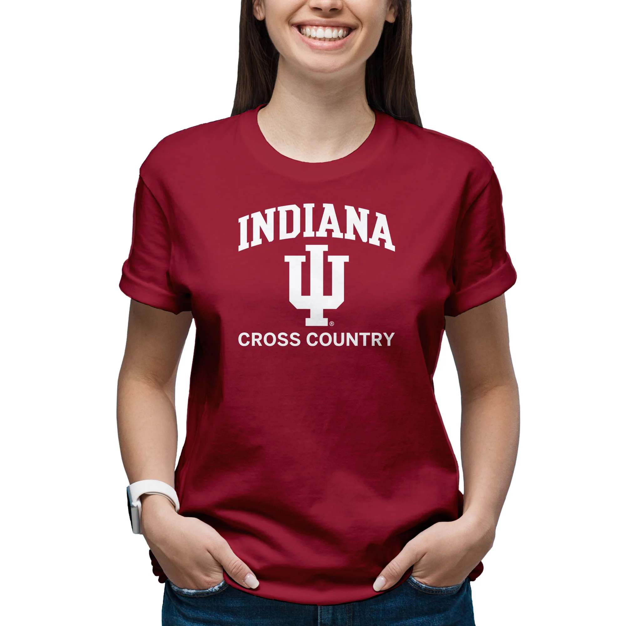 Indiana University Hoosiers Arch Logo Cross Country Short Sleeve T Shirt - Cardinal - Image 4