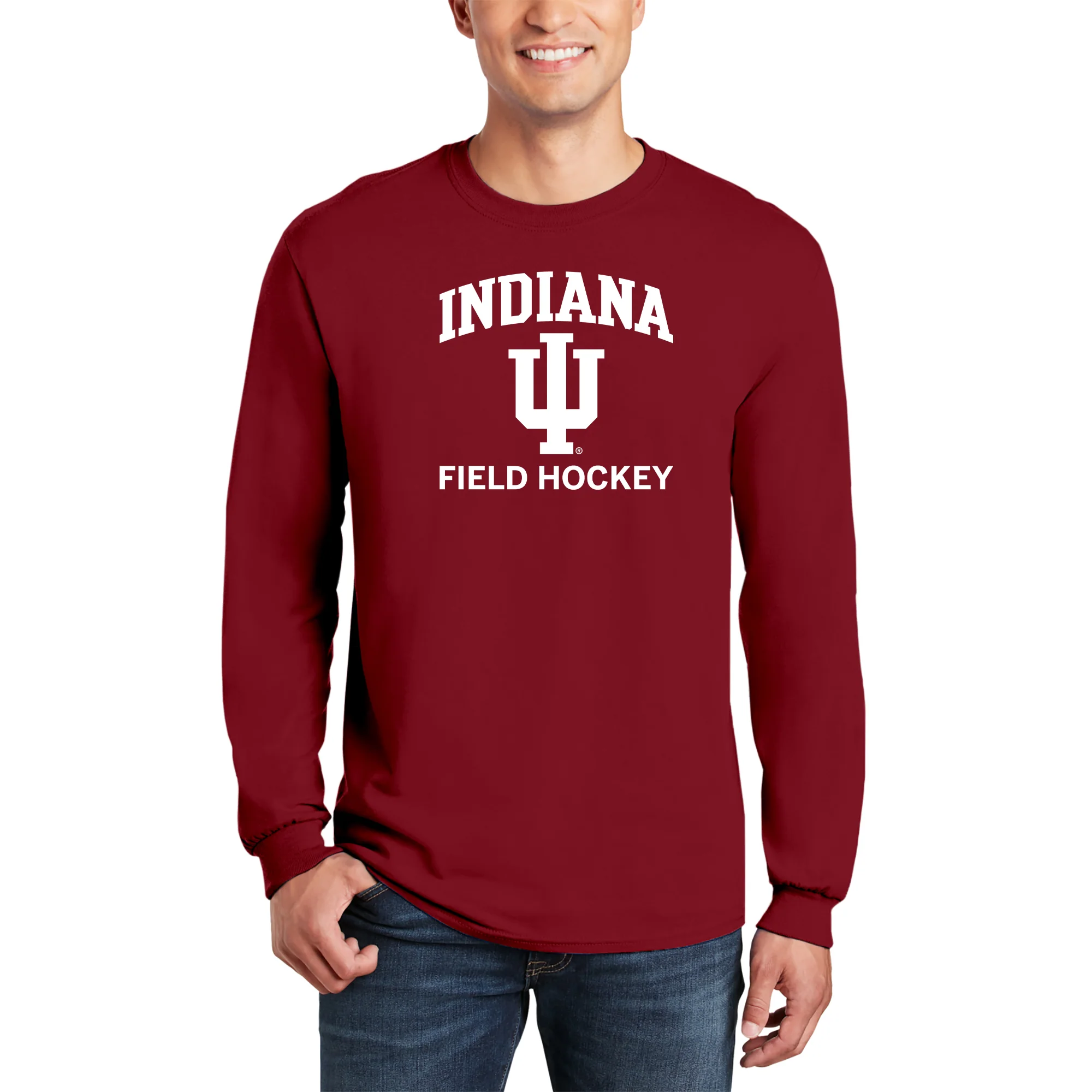 Indiana University Hoosiers Arch Logo Field Hockey Long Sleeve T Shirt - Cardinal - Image 3