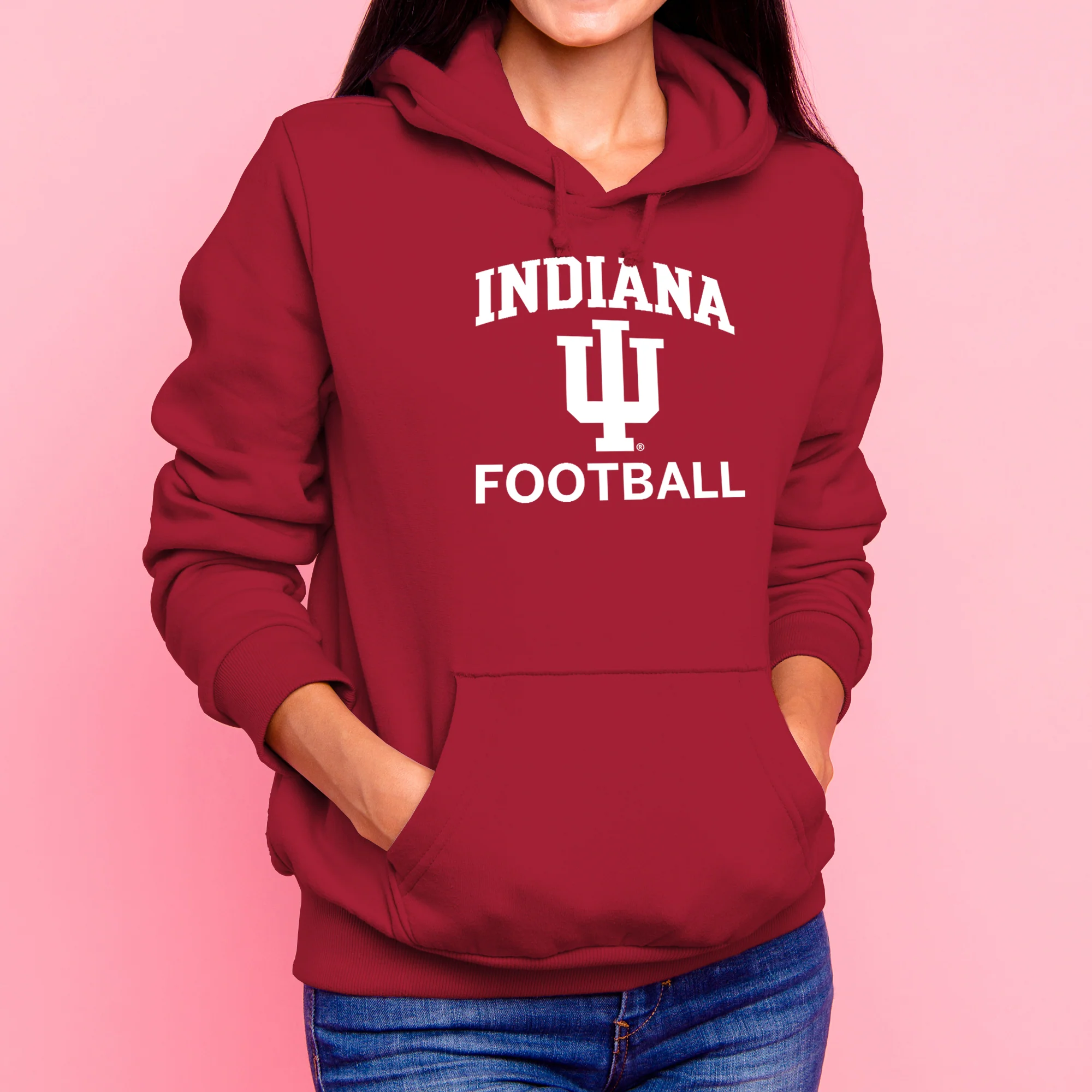 Indiana University Hoosiers Arch Logo Football Hoodie - Cardinal - Image 4