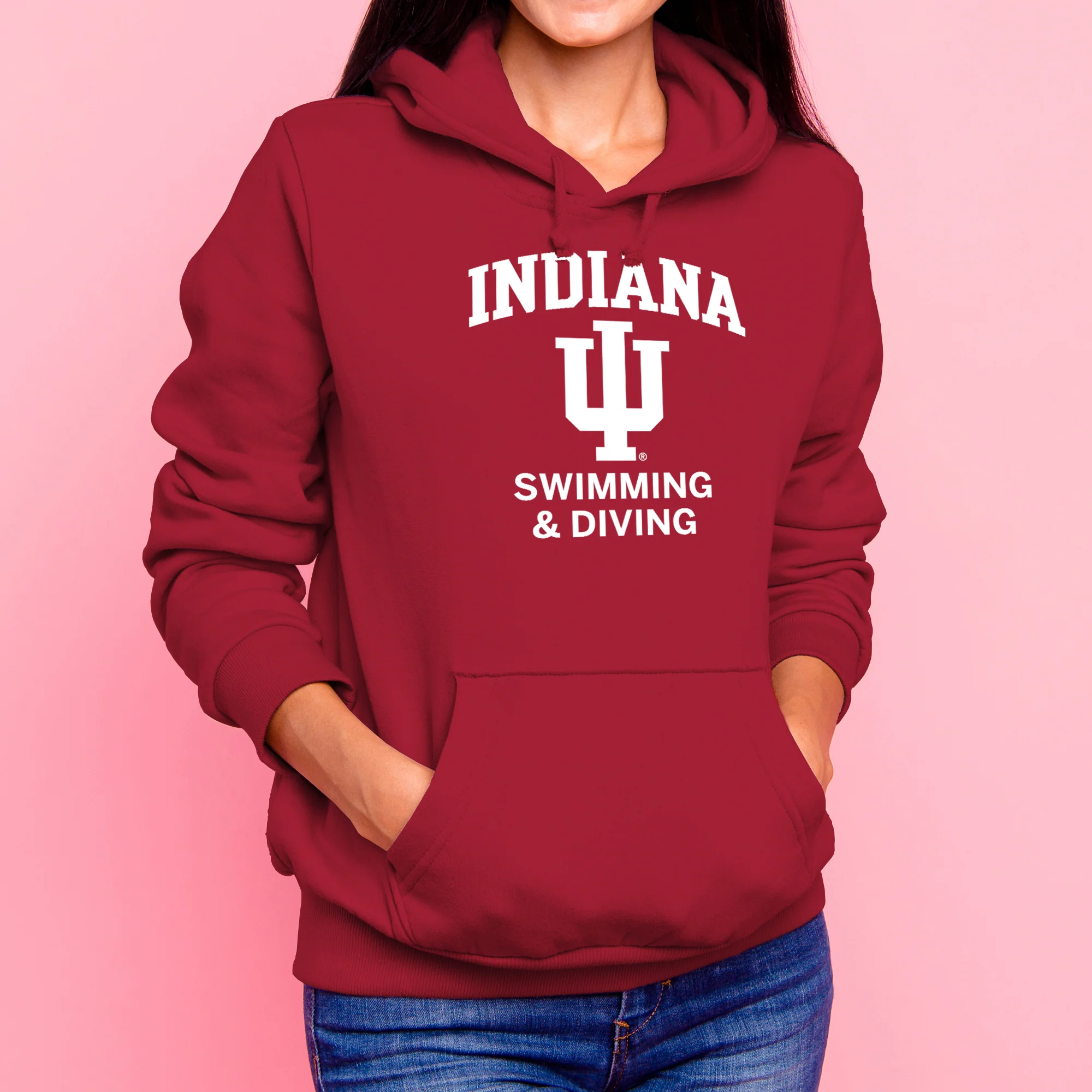 Indiana University Hoosiers Arch Logo Swimming Hoodie - Cardinal - Image 4