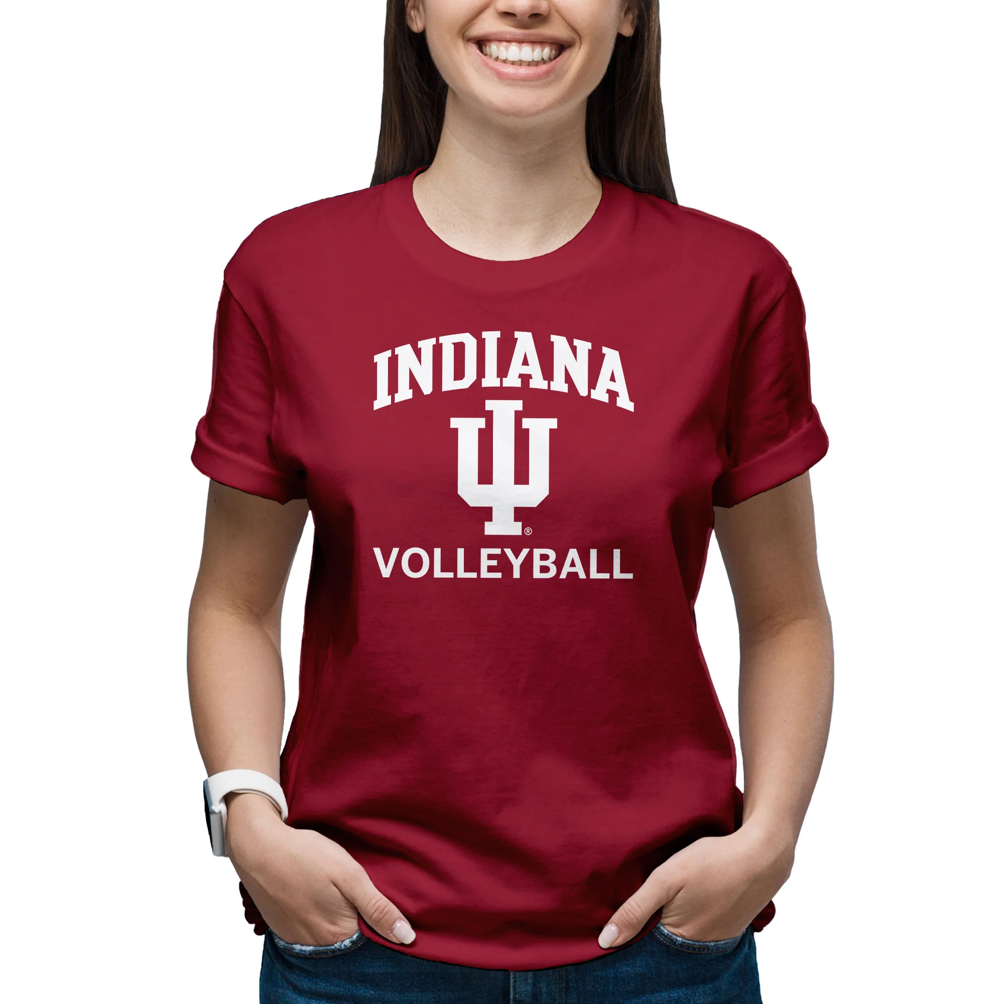 Indiana University Hoosiers Arch Logo Volleyball Short Sleeve T Shirt - Cardinal - Image 4