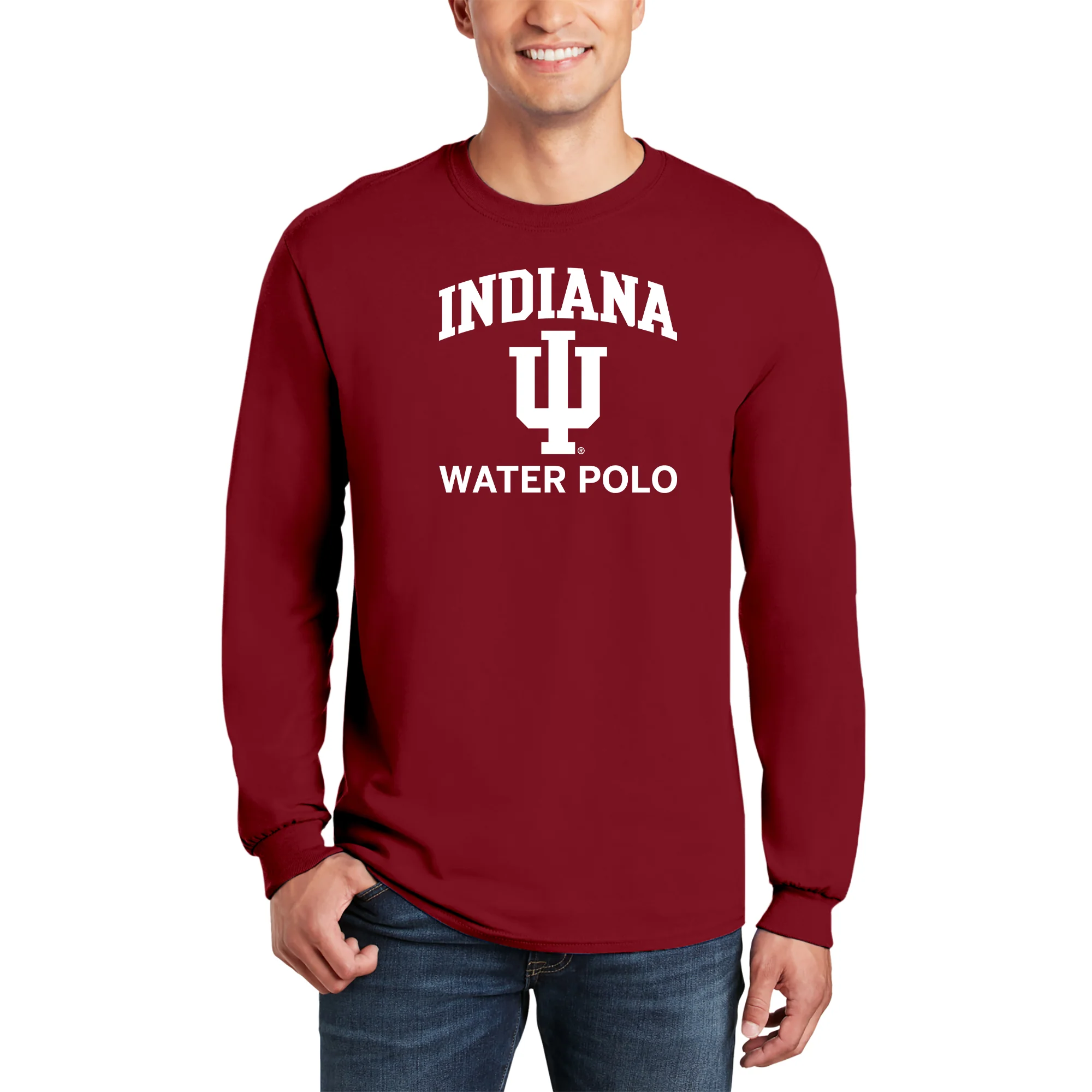 Indiana University Hoosiers Arch Logo Water Polo Long Sleeve T Shirt - Cardinal - Image 3