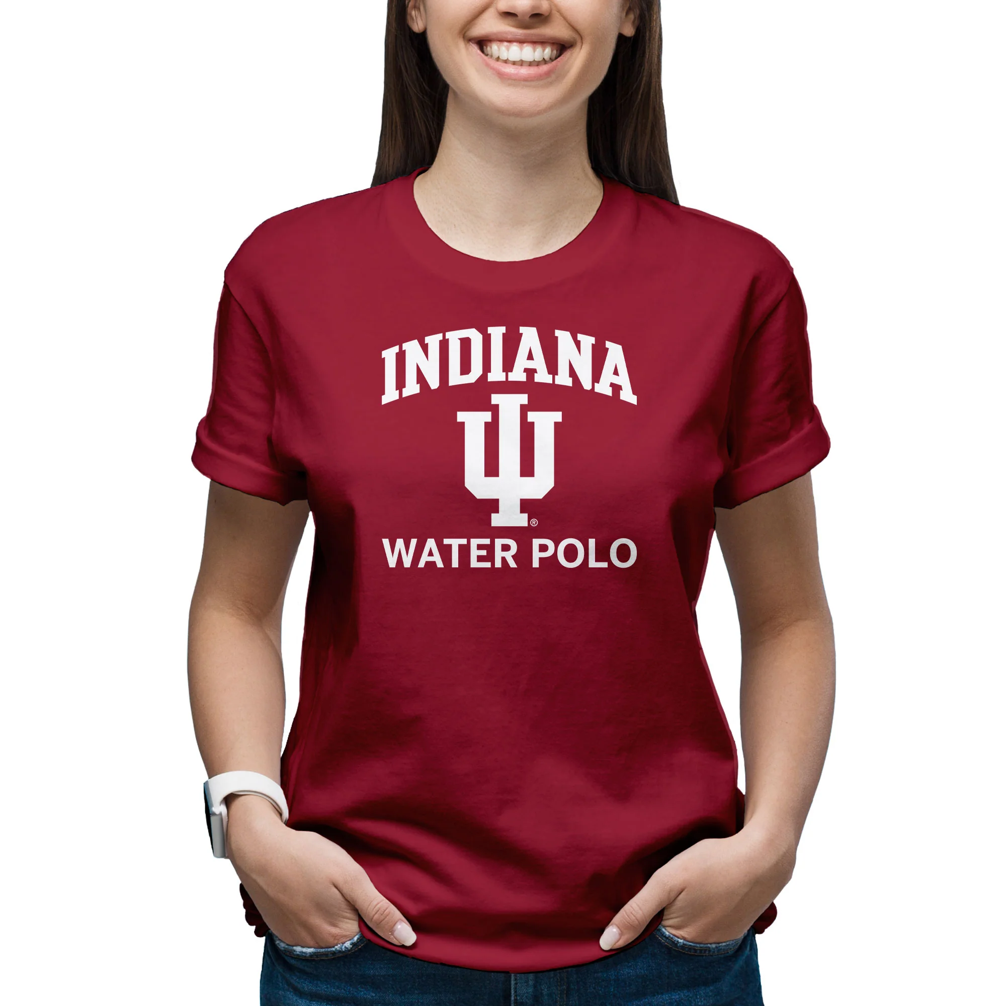 Indiana University Hoosiers Arch Logo Water Polo Short Sleeve T Shirt - Cardinal - Image 4