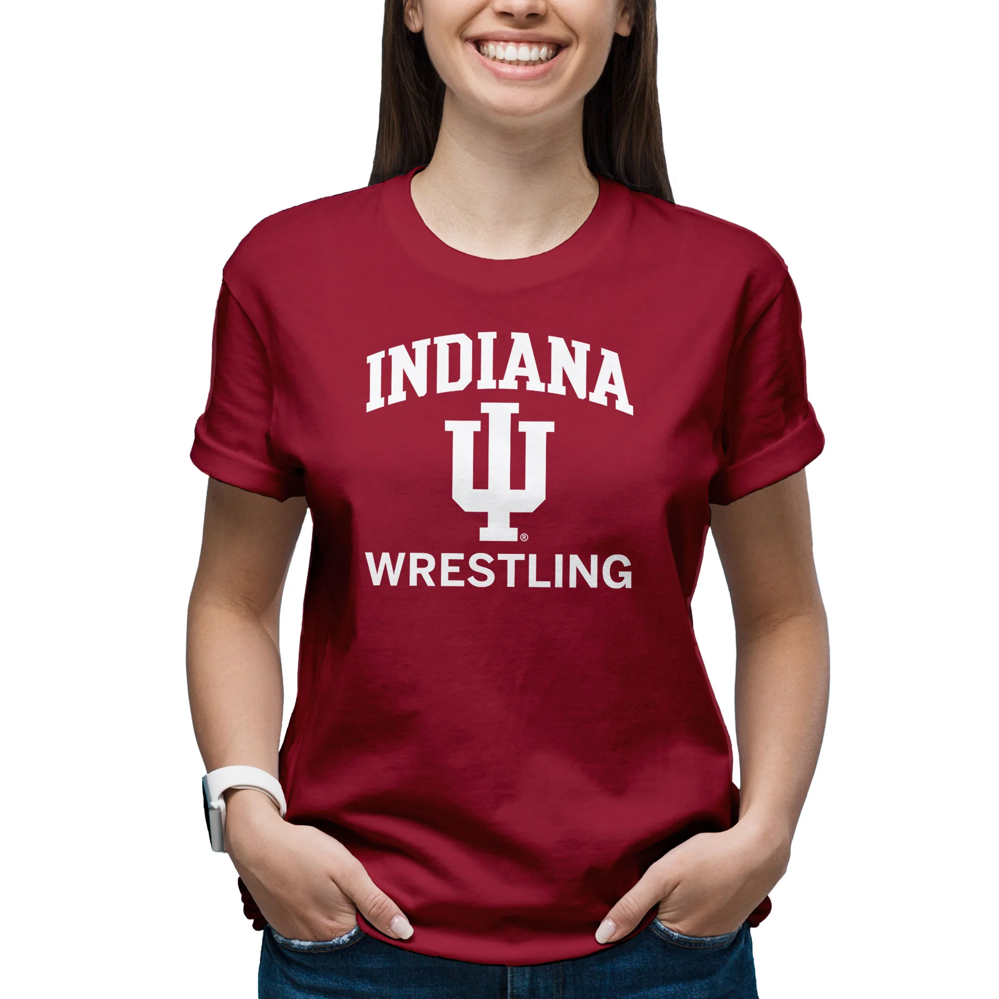 Indiana University Hoosiers Arch Logo Wrestling Short Sleeve T Shirt - Cardinal - Image 4