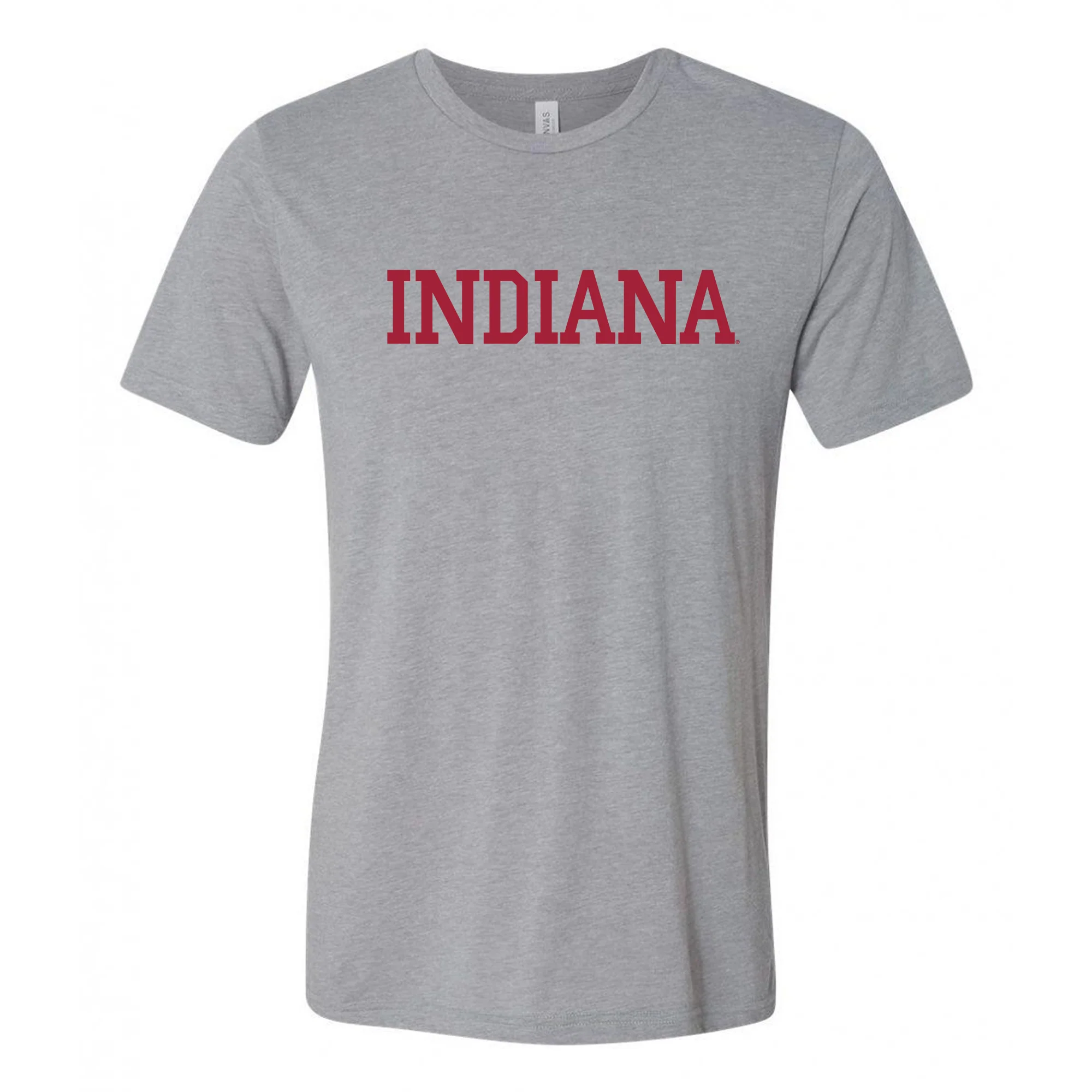 Indiana University Hoosiers Basic Block Canvas Triblend Short Sleeve T Shirt - Athletic Grey Triblend