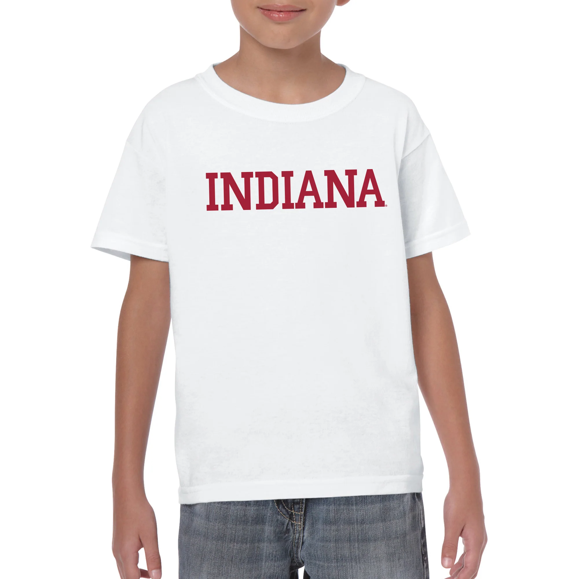 Indiana University Hoosiers Basic Block Youth Short Sleeve T-Shirt - White - Image 3