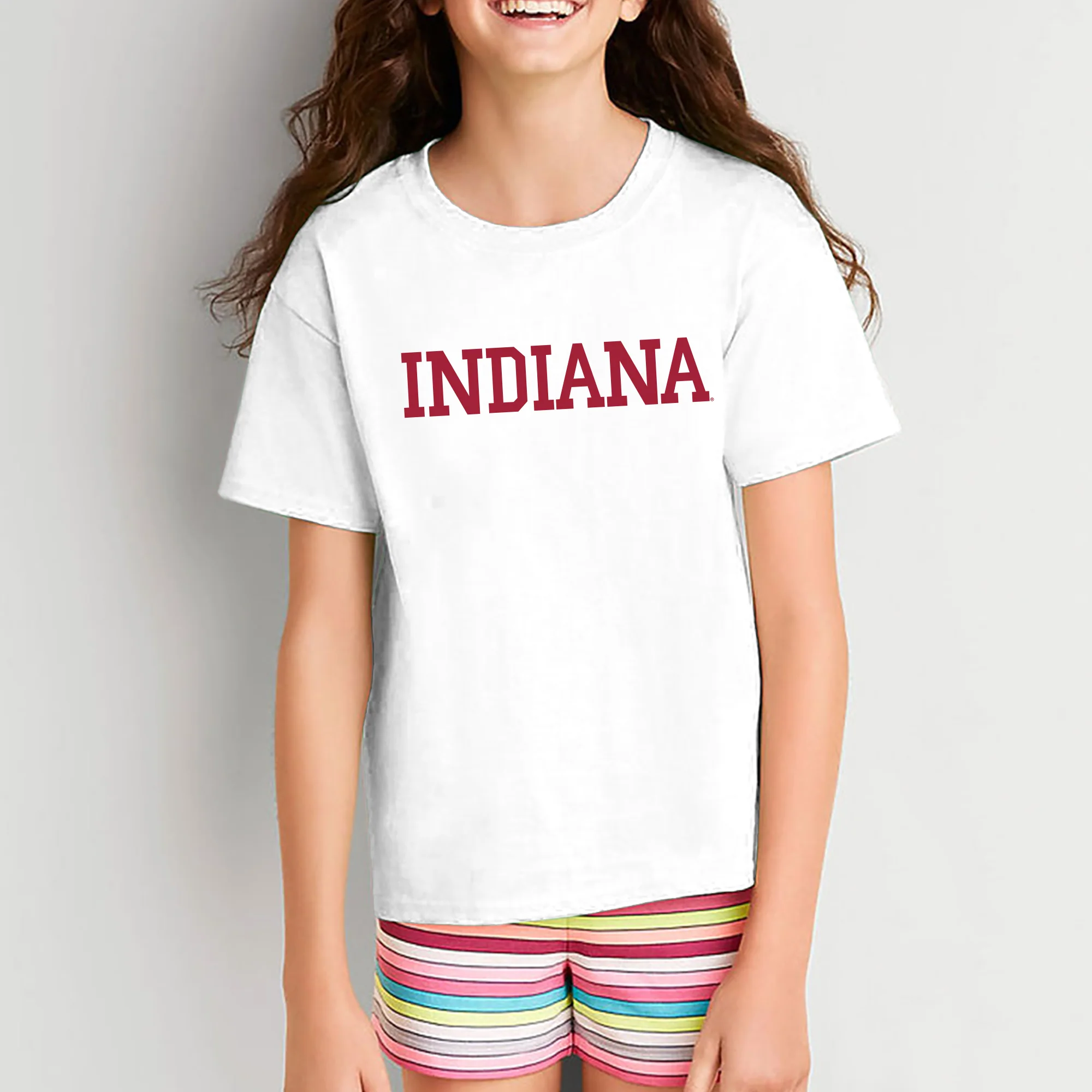Indiana University Hoosiers Basic Block Youth Short Sleeve T-Shirt - White - Image 4