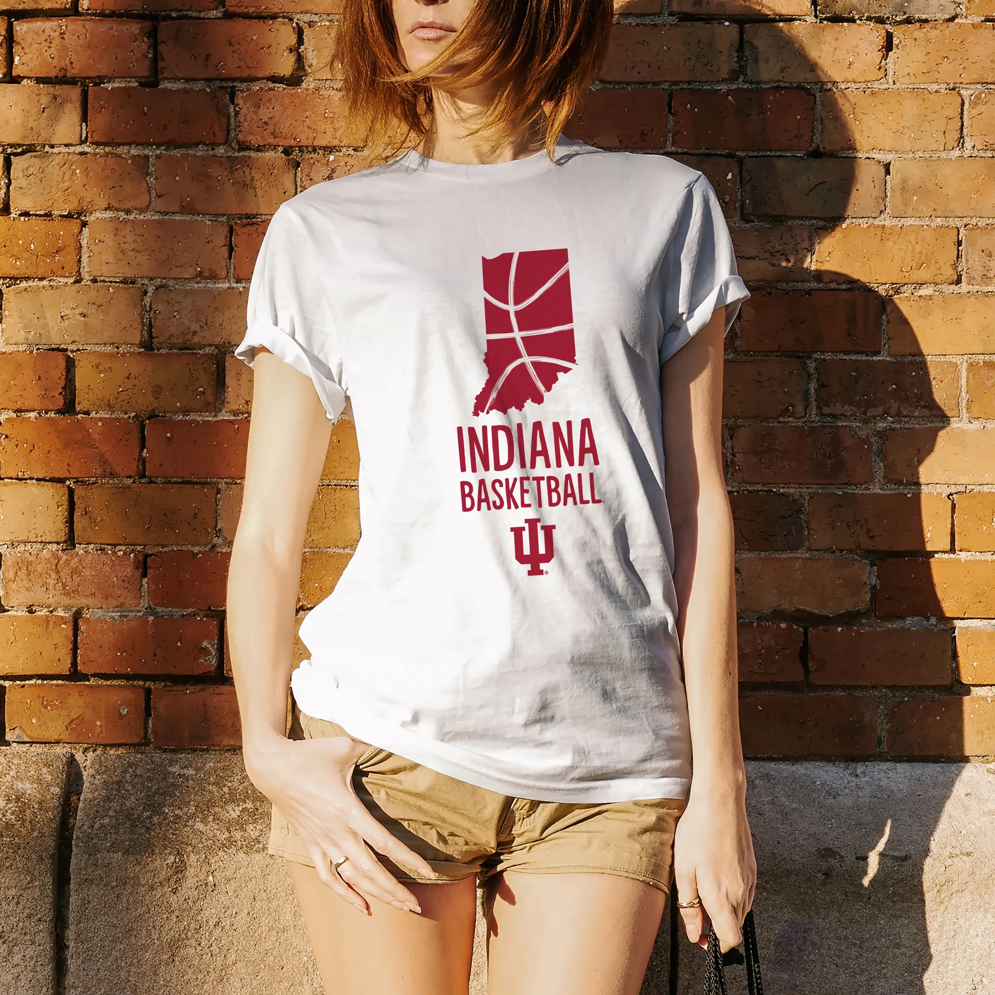 Indiana University Hoosiers Basketball Brush State Short Sleeve T Shirt - White - Image 4