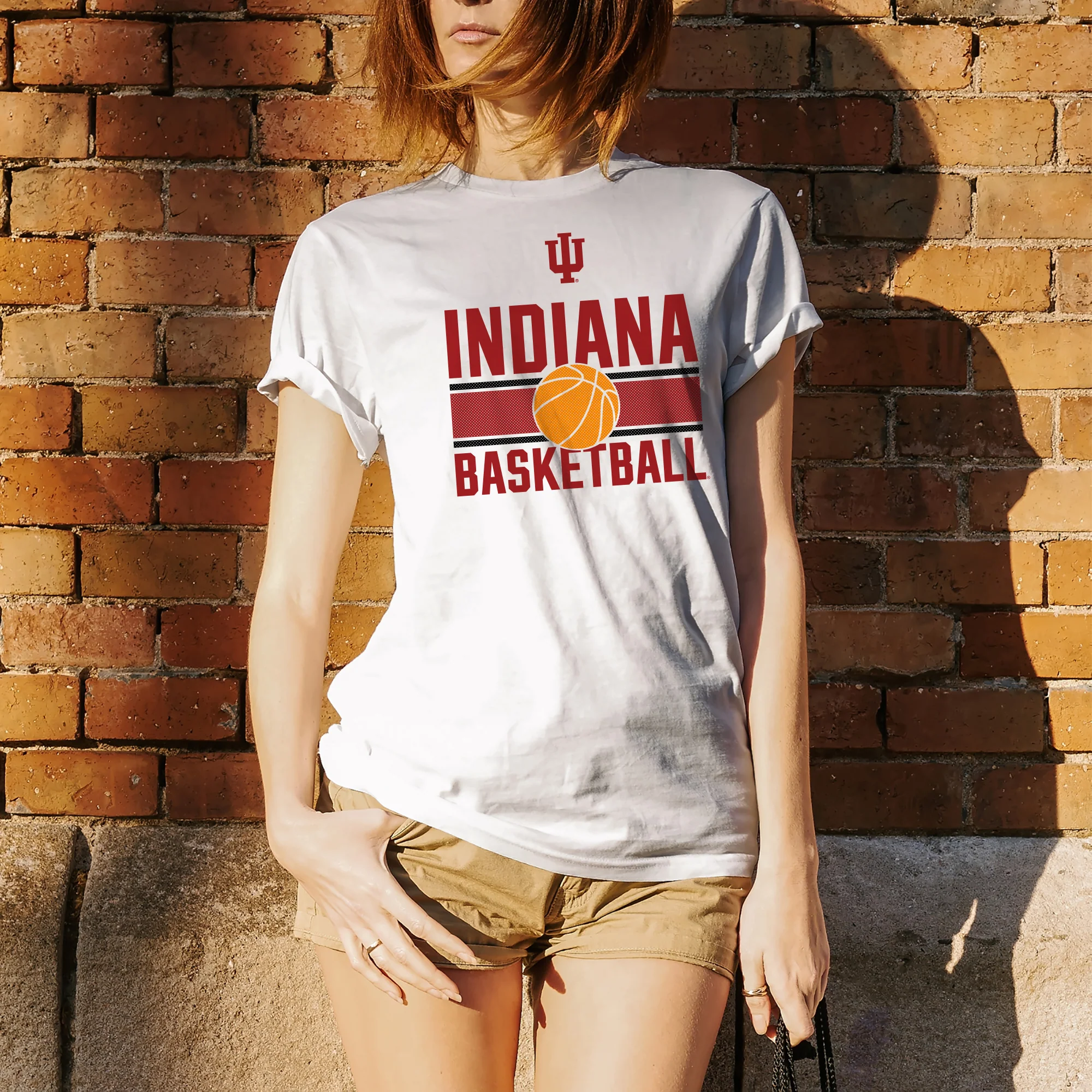 Indiana University Hoosiers Basketball Mesh Basic Cotton Short Sleeve T Shirt - White - Image 4