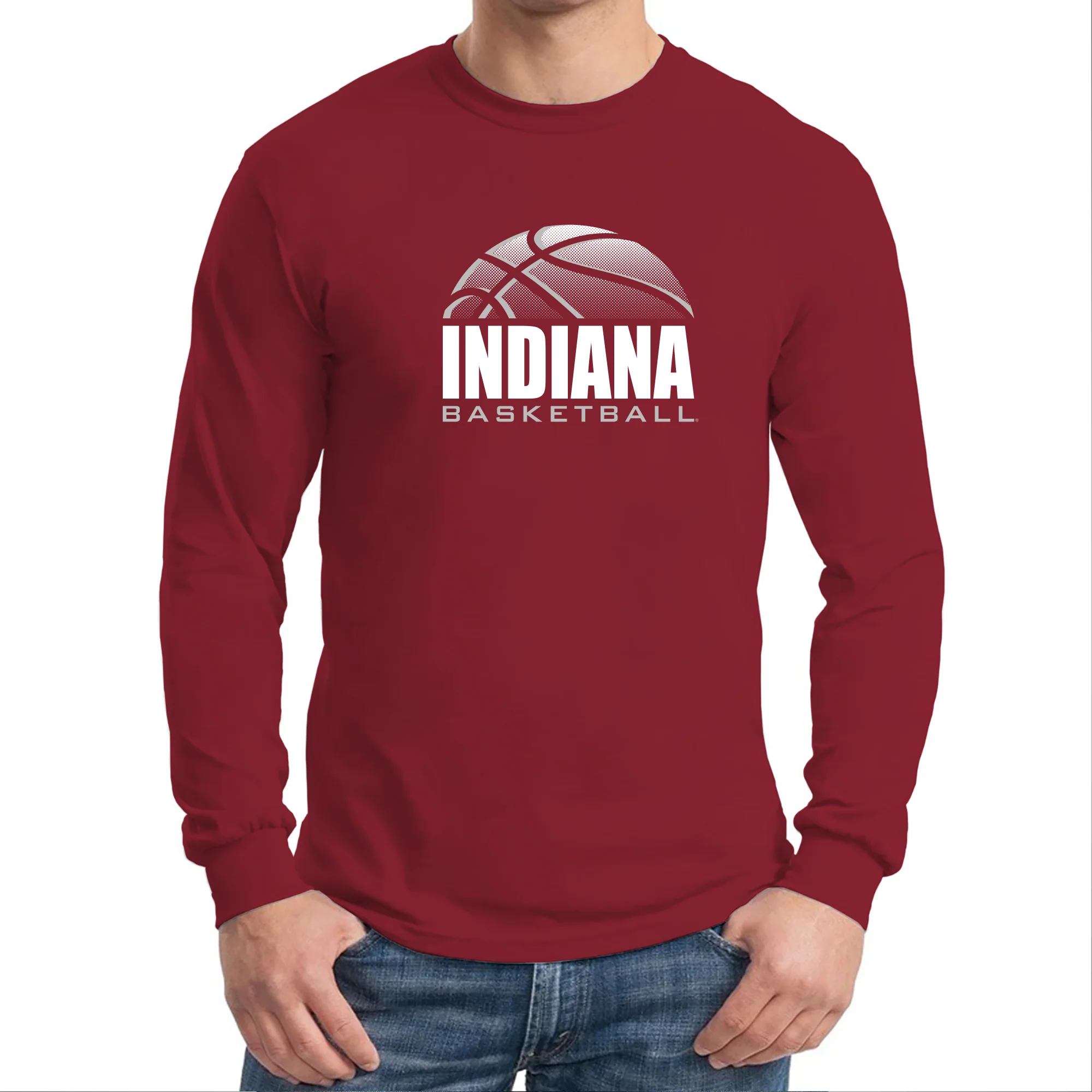Indiana University Hoosiers Basketball Shadow Long Sleeve T-Shirt - Cardinal - Image 3