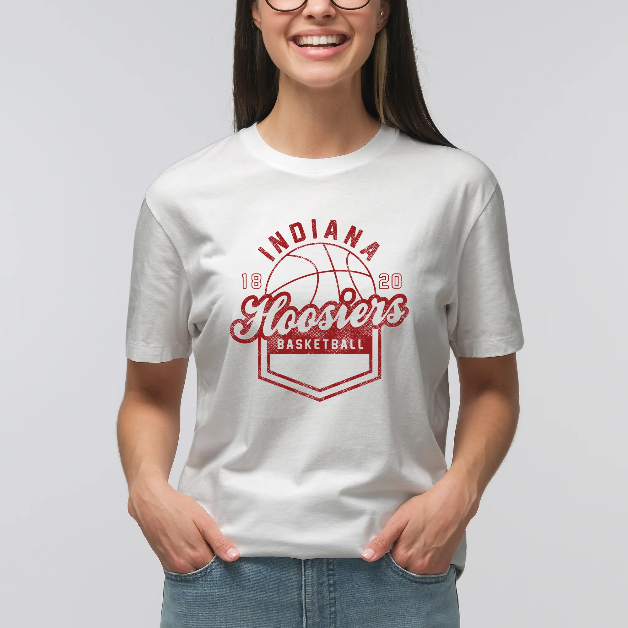 Indiana University Hoosiers Basketball Shield Short Sleeve T-Shirt - White - Image 4