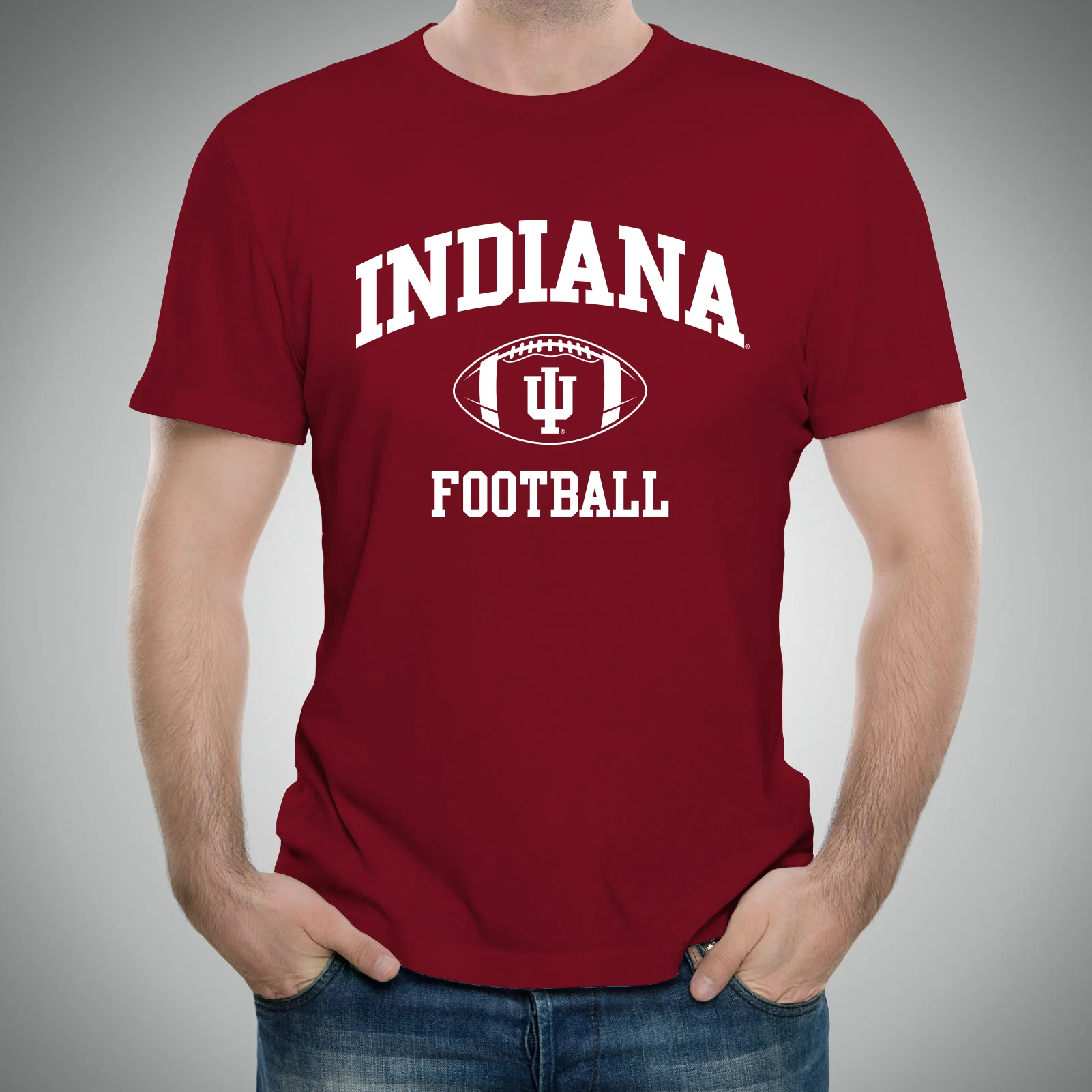 Indiana University Hoosiers Classic Football Arch Short Sleeve T-Shirt - Cardinal - Image 3