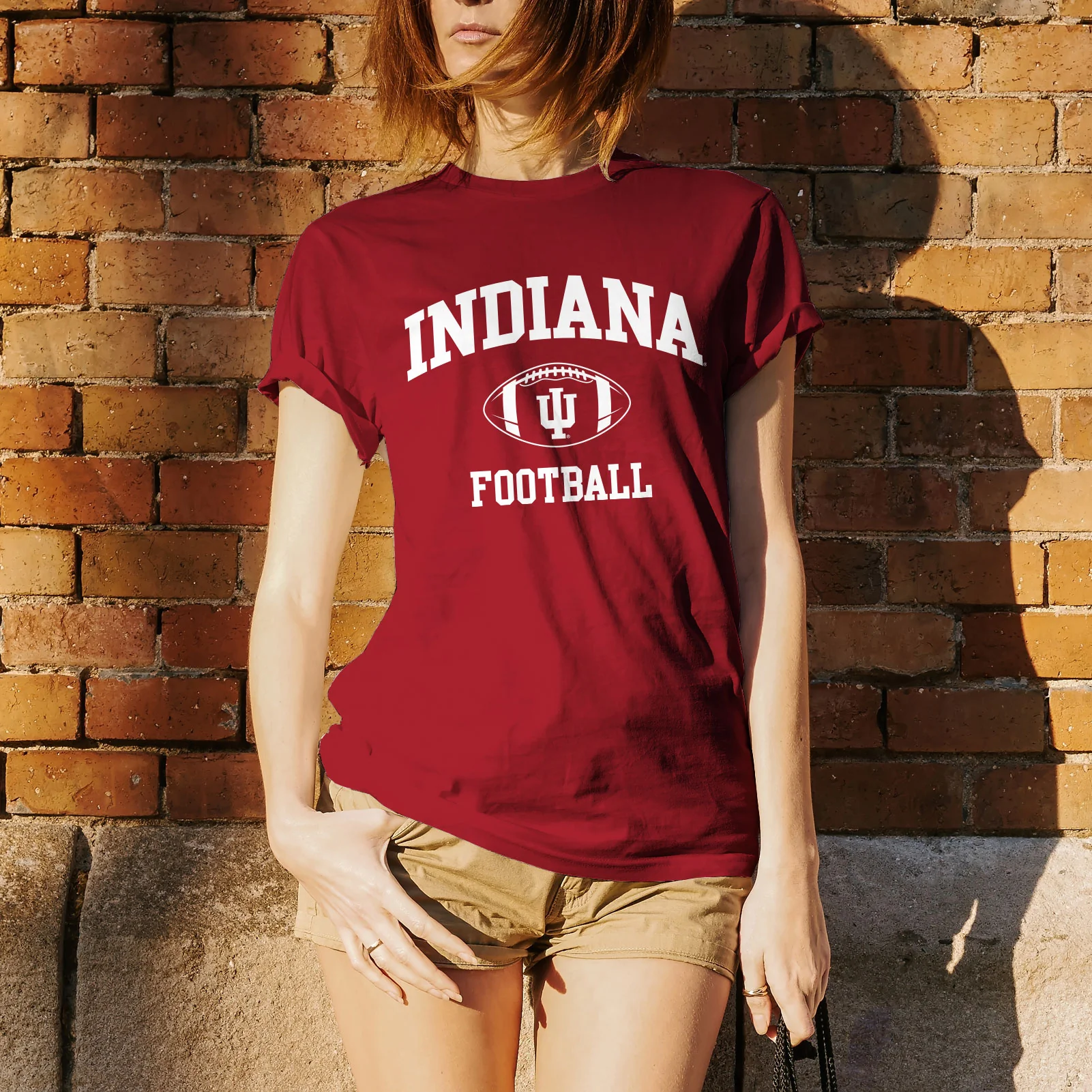 Indiana University Hoosiers Classic Football Arch Short Sleeve T-Shirt - Cardinal - Image 4
