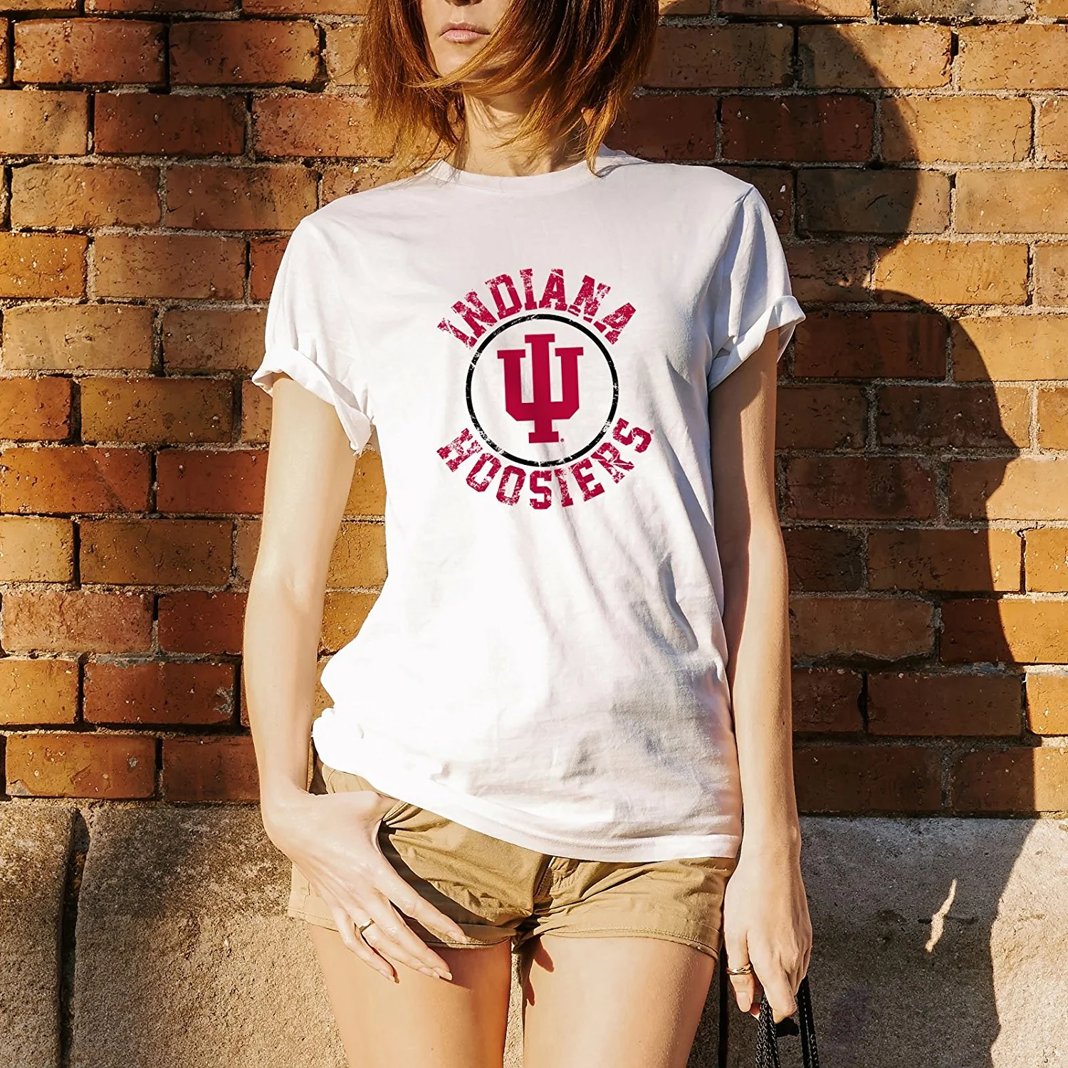 Indiana University Hoosiers Distressed Circle Logo Short Sleeve T-Shirt - White - Image 4