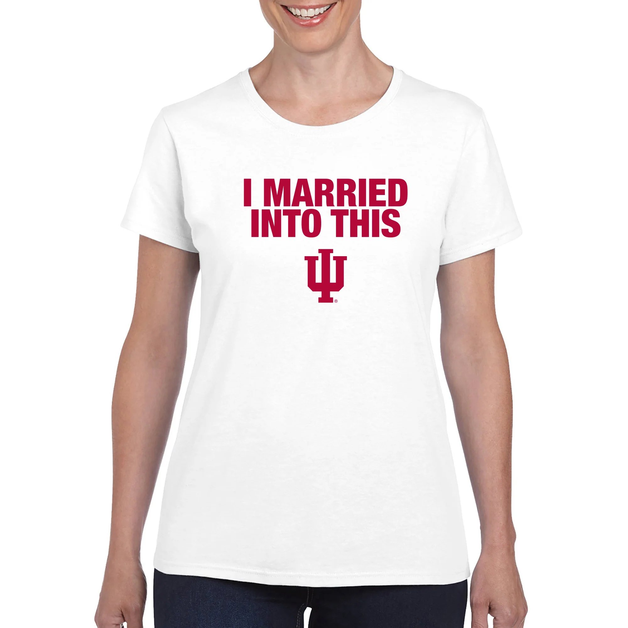 Indiana University Hoosiers I Married Into This Women's Short Sleeve T-Shirt - White - Image 3