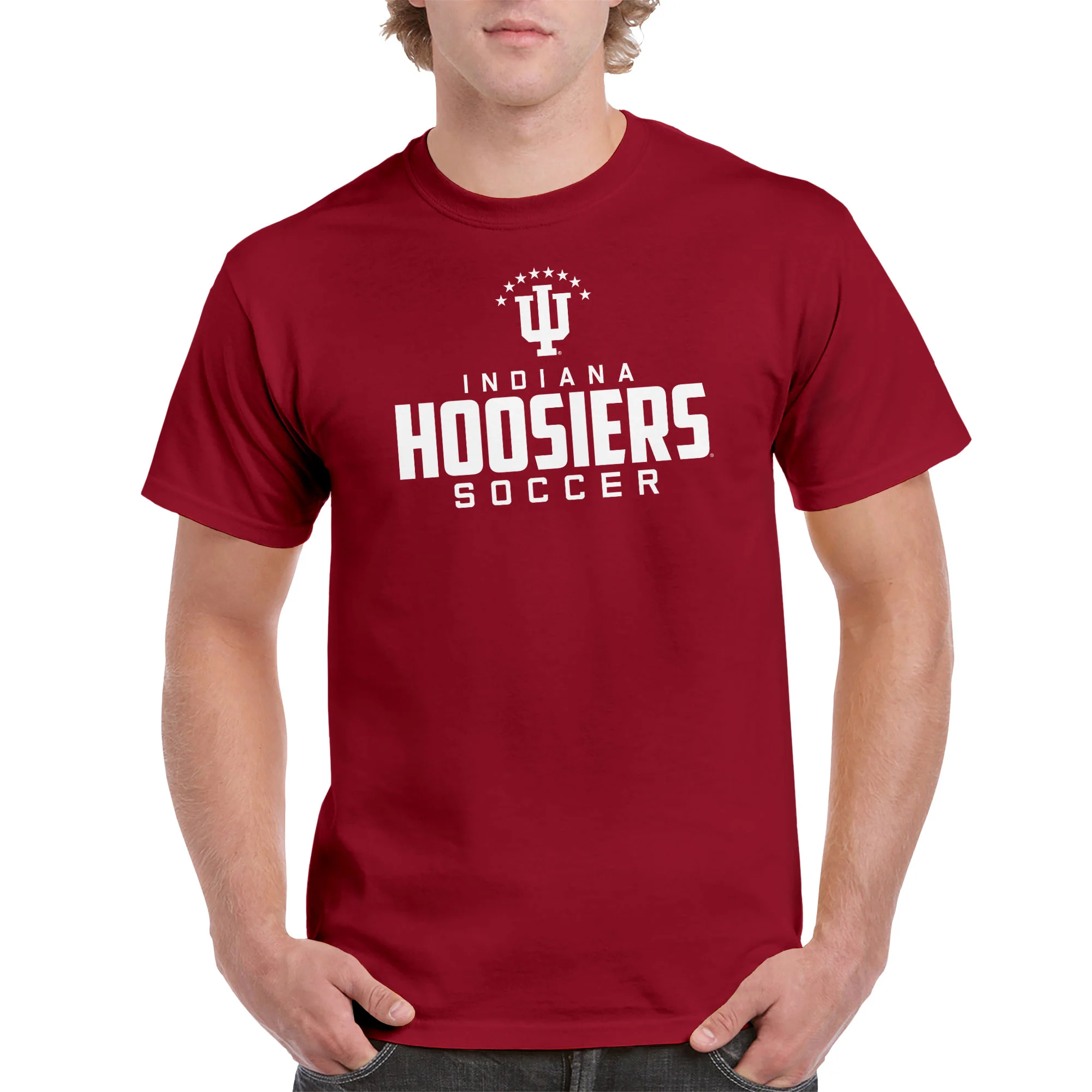 Indiana University Hoosiers Mascot Wordmark Soccer Short Sleeve T Shirt - Cardinal - Image 3