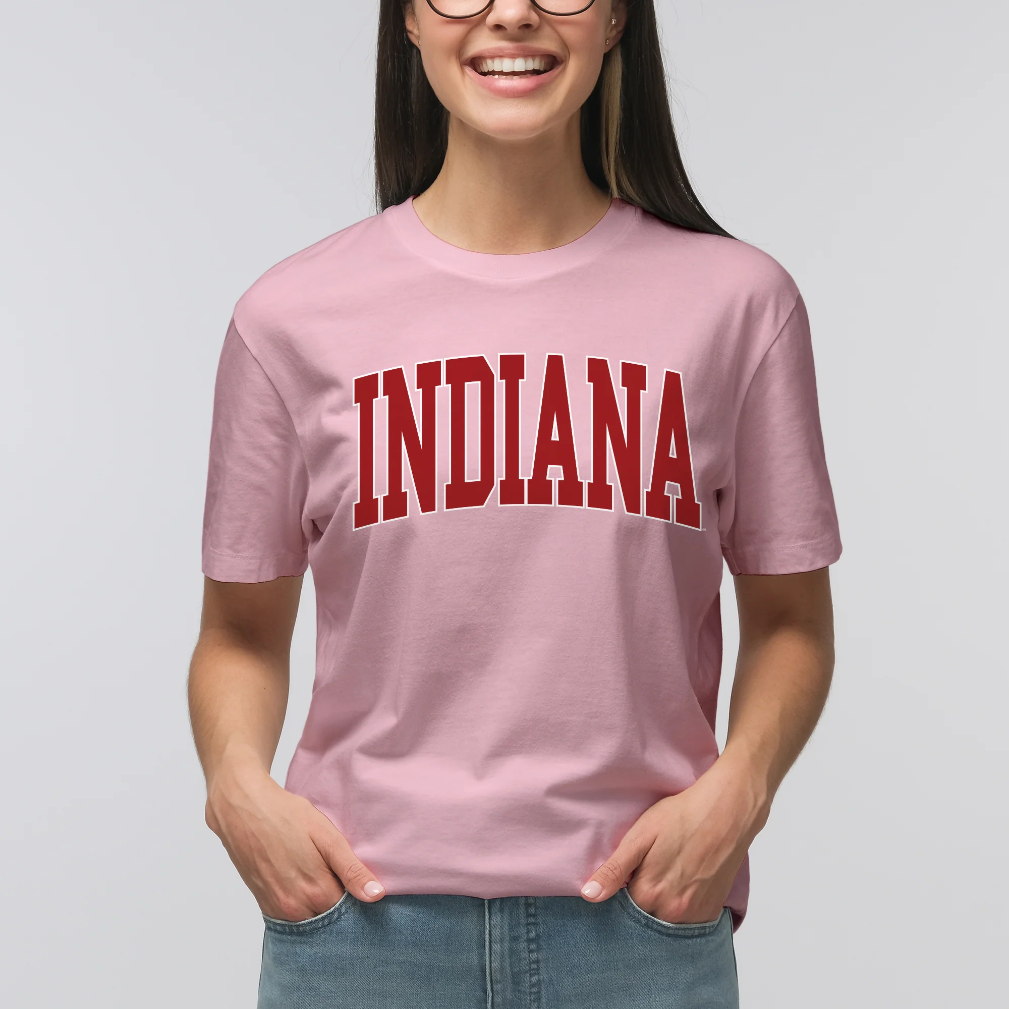 Indiana University Hoosiers Mega Arch T-Shirt - Light Pink - Image 4