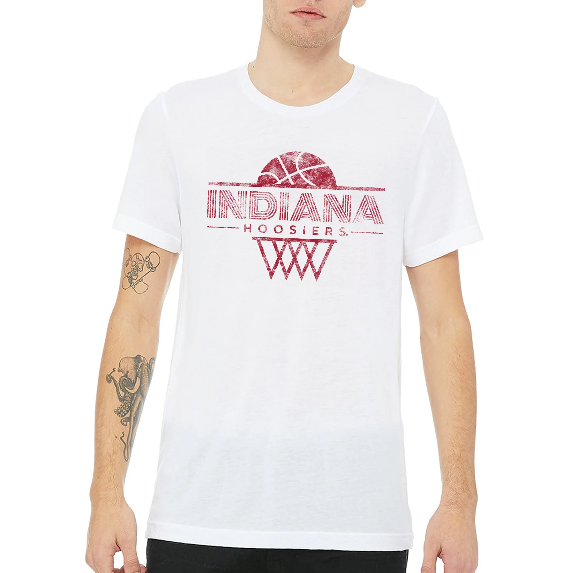 Indiana University Hoosiers Oblique Hoop Canvas Triblend Short Sleeve T-Shirt - Solid White - Image 3