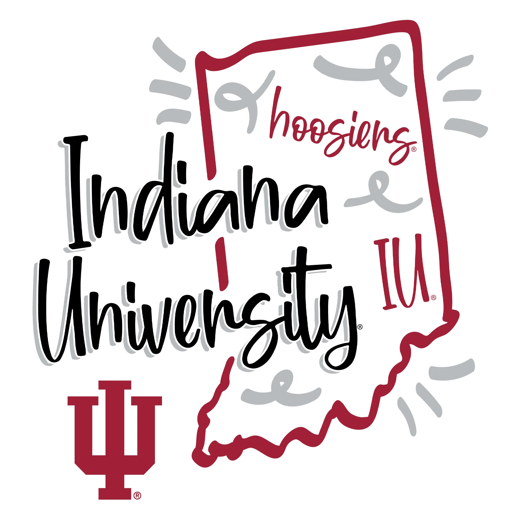 Indiana University Hoosiers Playful Sketch Basic Cotton Short Sleeve T Shirt - White - Image 4