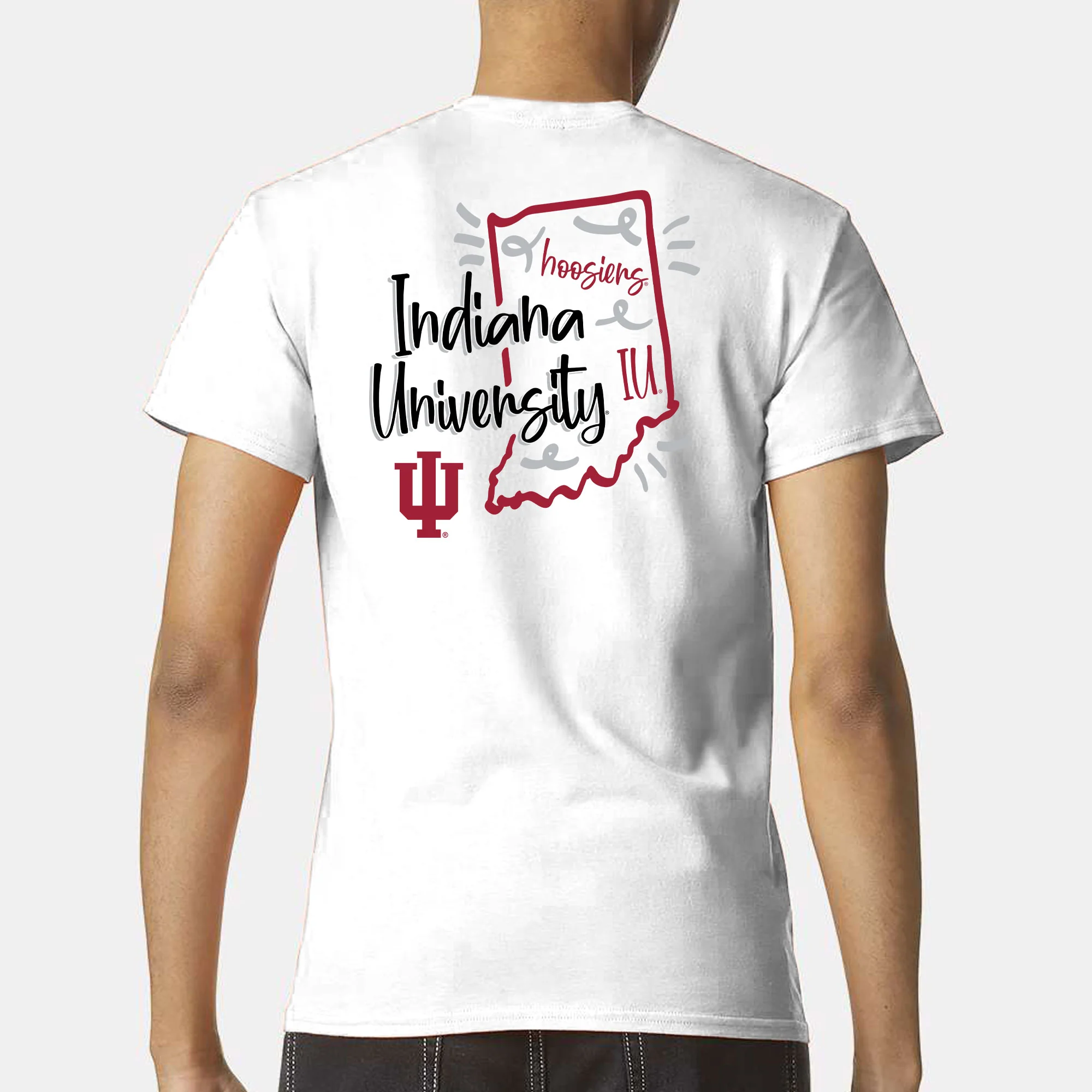 Indiana University Hoosiers Playful Sketch Basic Cotton Short Sleeve T Shirt - White - Image 5