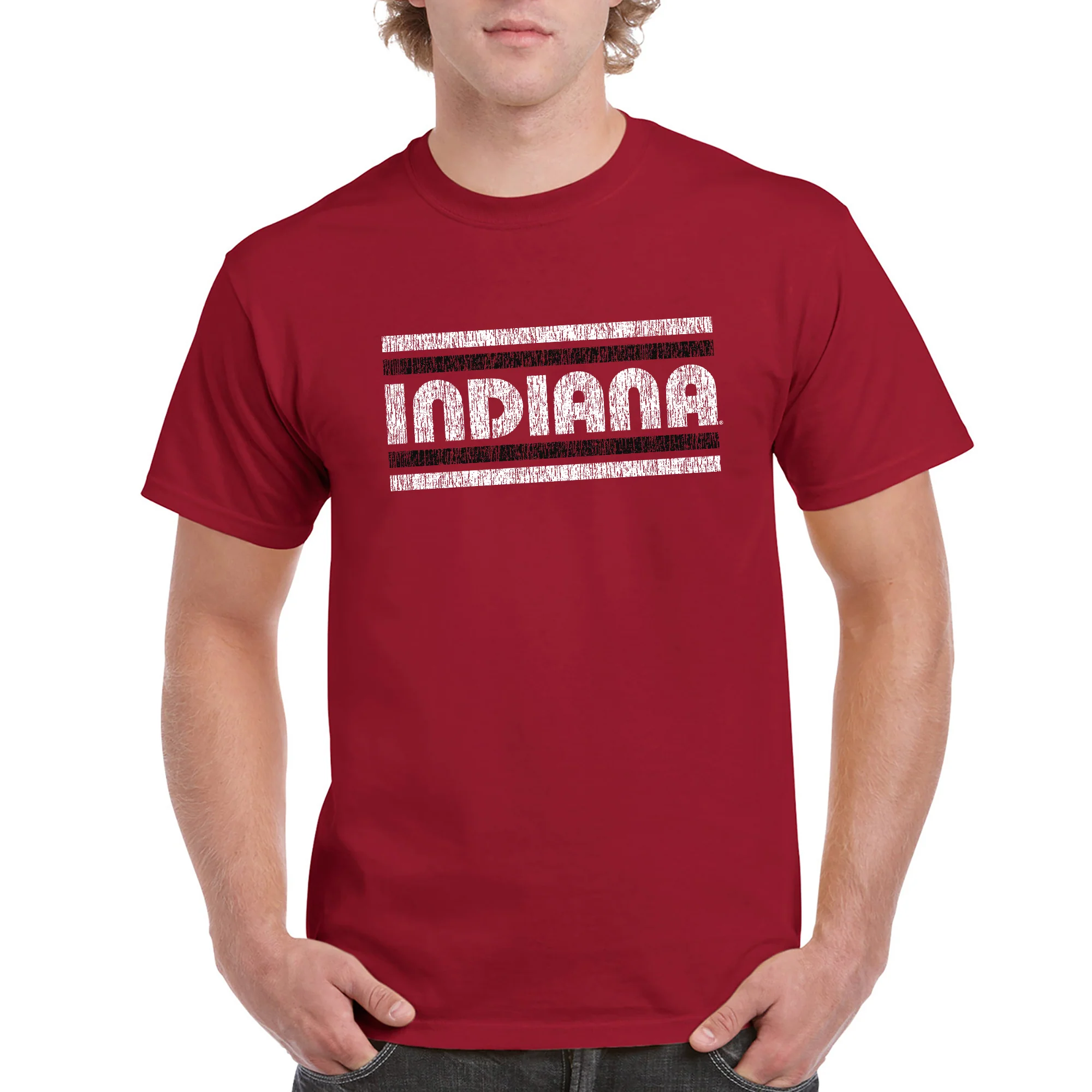 Indiana University Hoosiers Retro Underline Short Sleeve T Shirt - Cardinal - Image 3