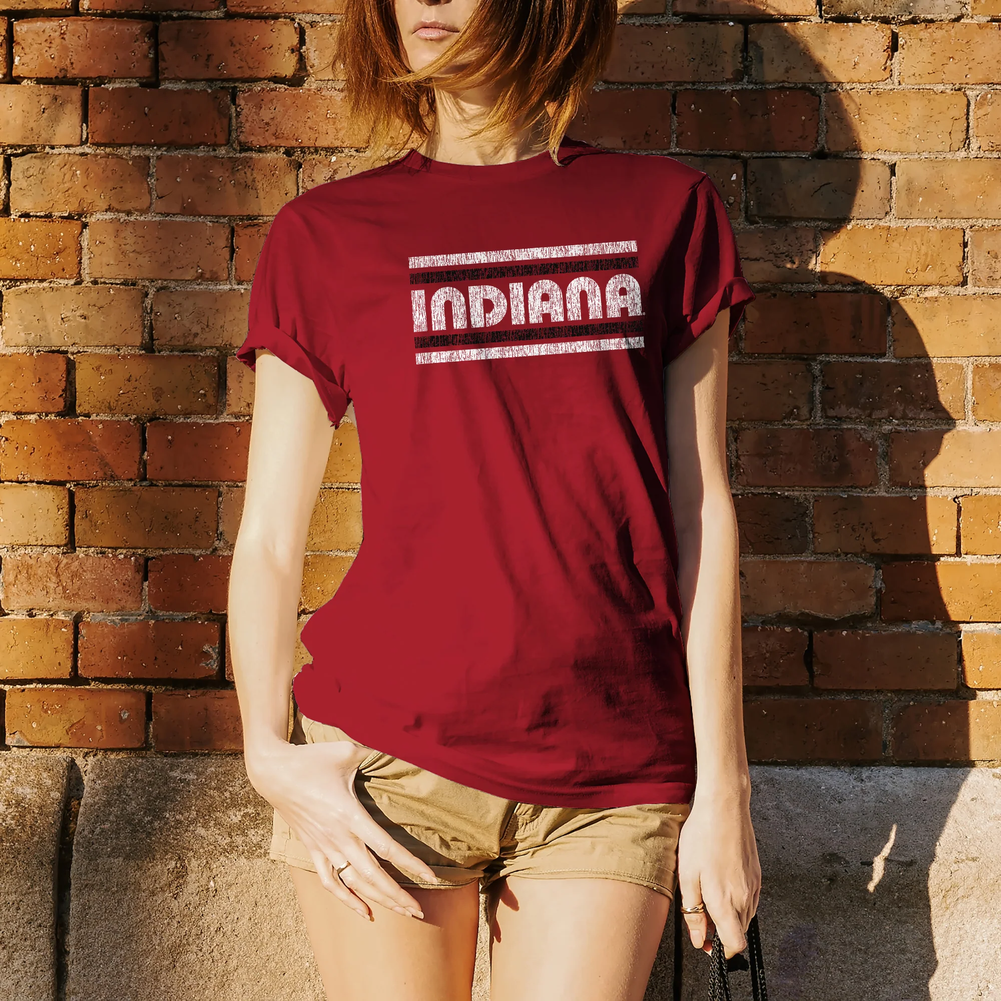 Indiana University Hoosiers Retro Underline Short Sleeve T Shirt - Cardinal - Image 4