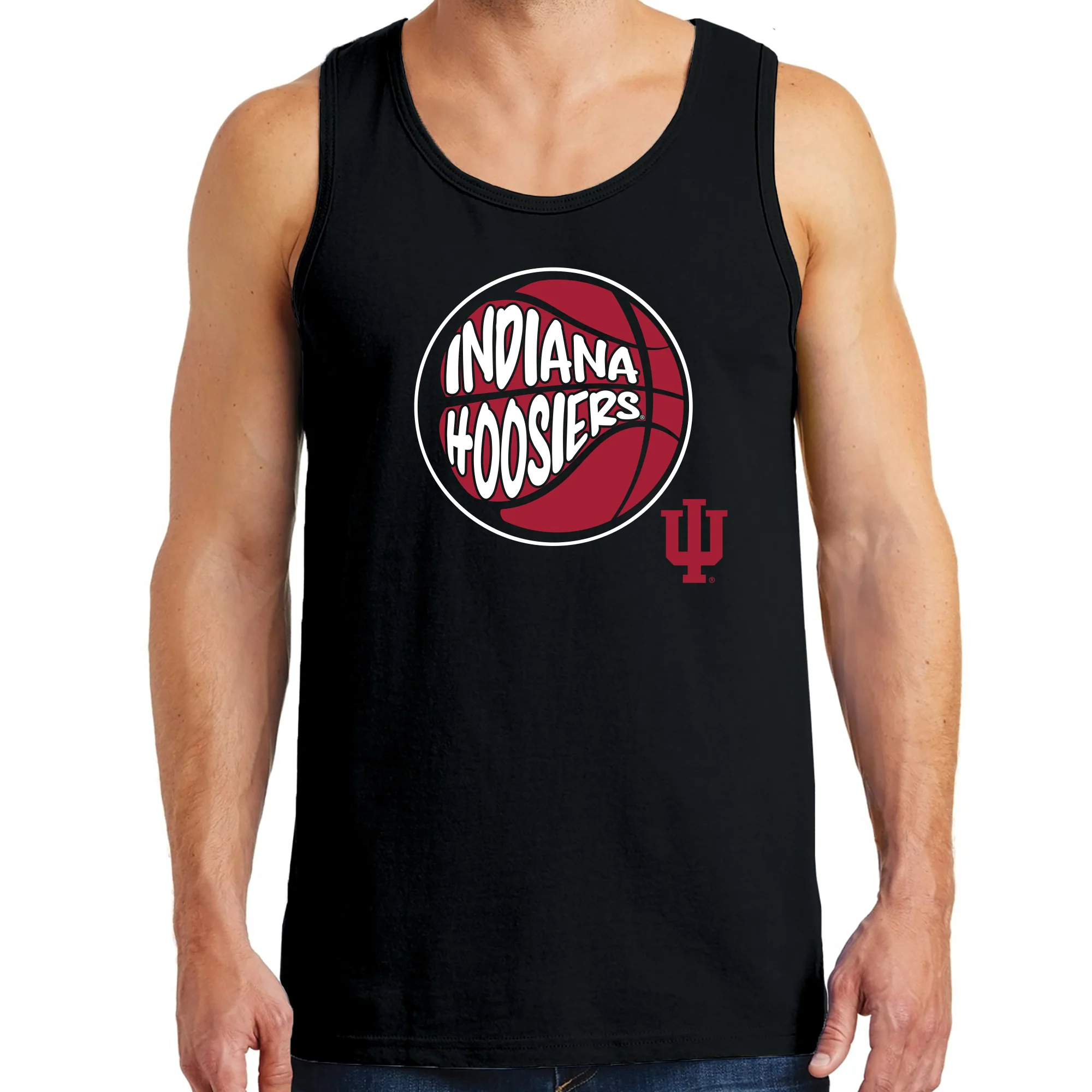 Indiana University Hoosiers Street Basketball Heavy Cotton Tank Top - Black - Image 3