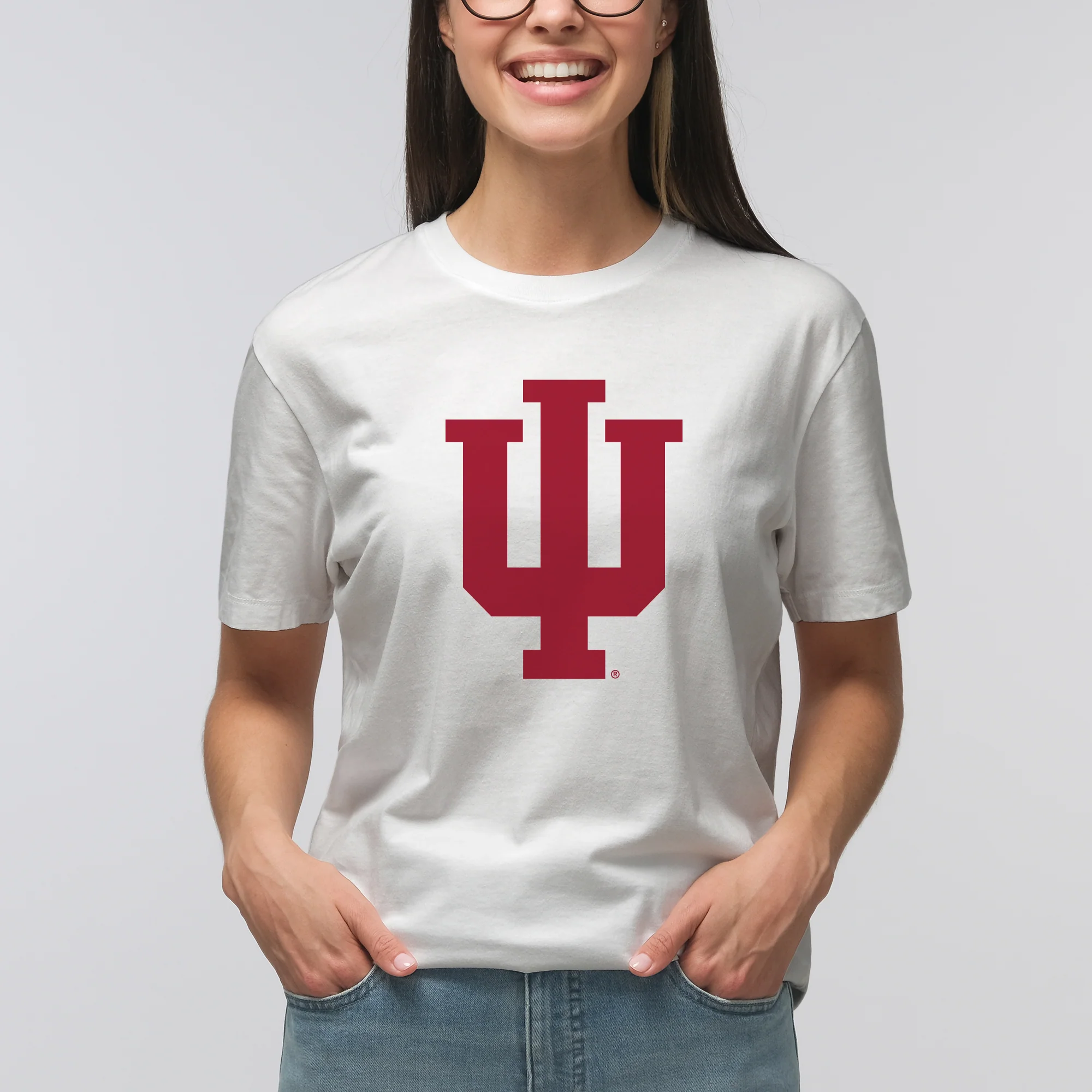 Indiana University Hoosiers Trident Short Sleeve T-Shirt - White - Image 4