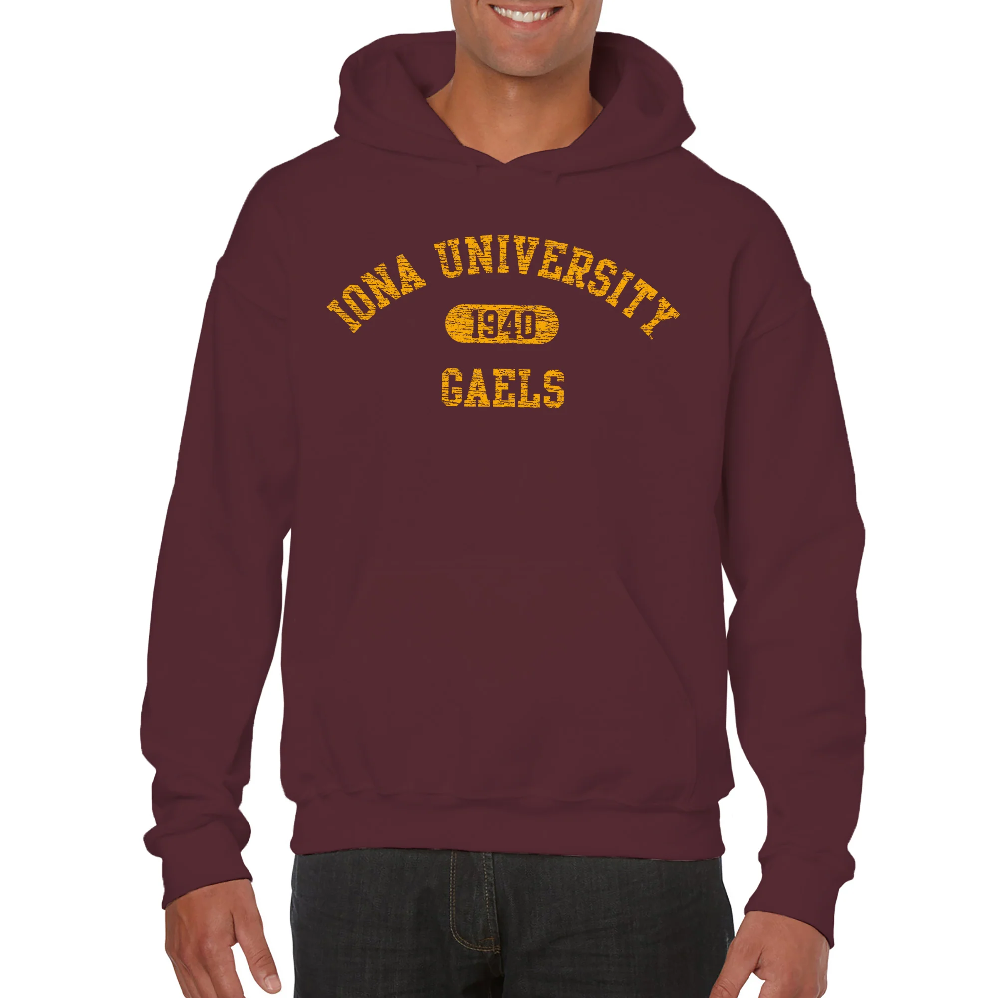 Iona University Athletic Arch Hoodie - Maroon - Image 3
