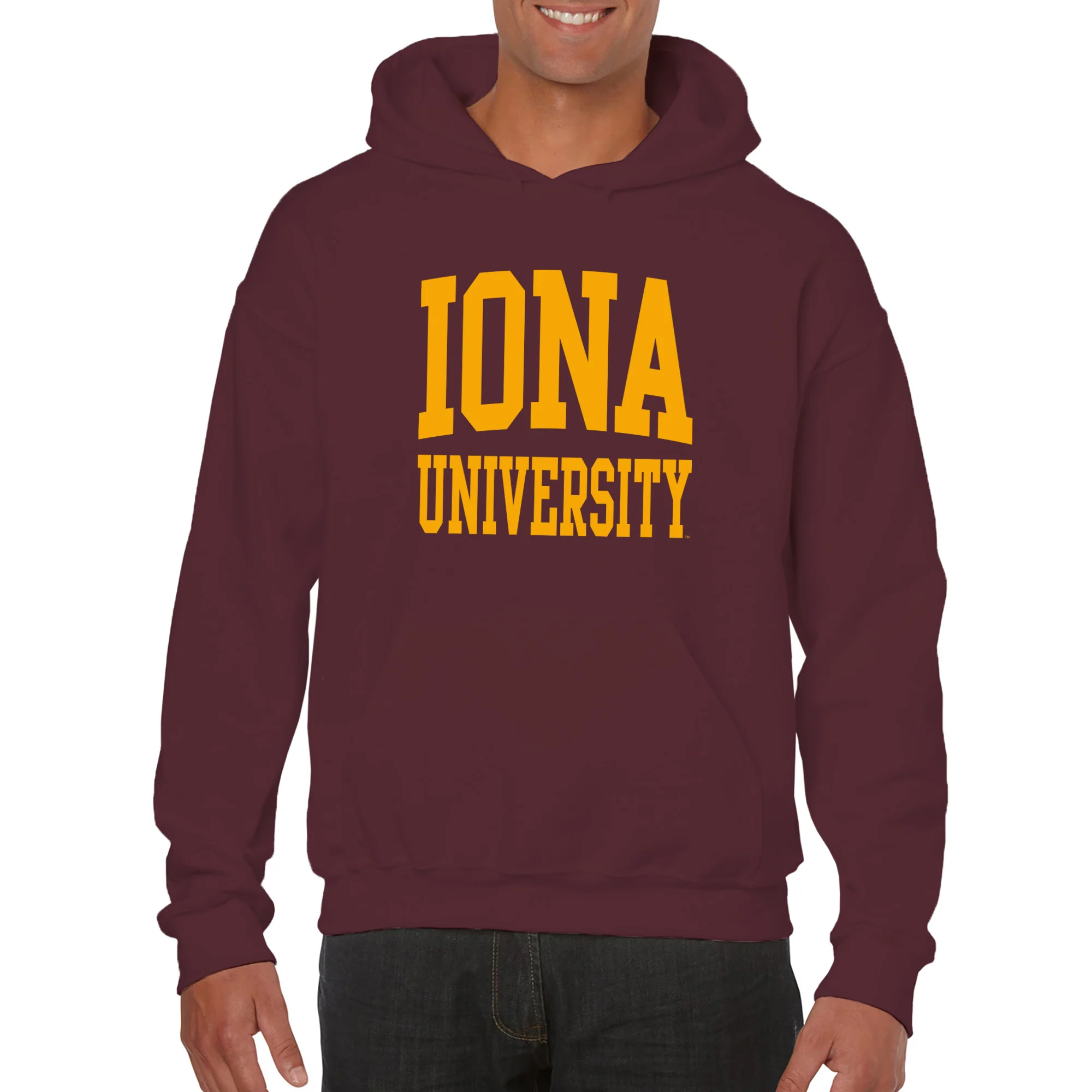 Iona University Gaels Front and Back Print Heavy Blend Hoodie - Maroon - Image 3