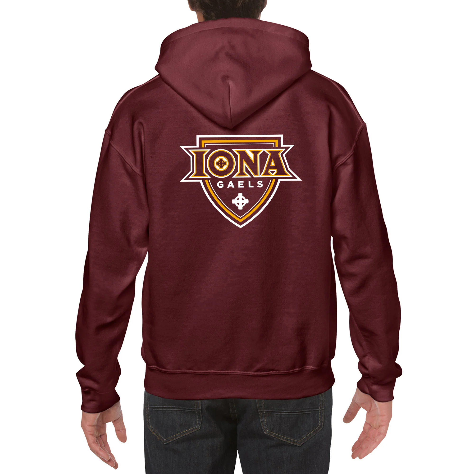 Iona University Gaels Front and Back Print Heavy Blend Hoodie - Maroon - Image 5