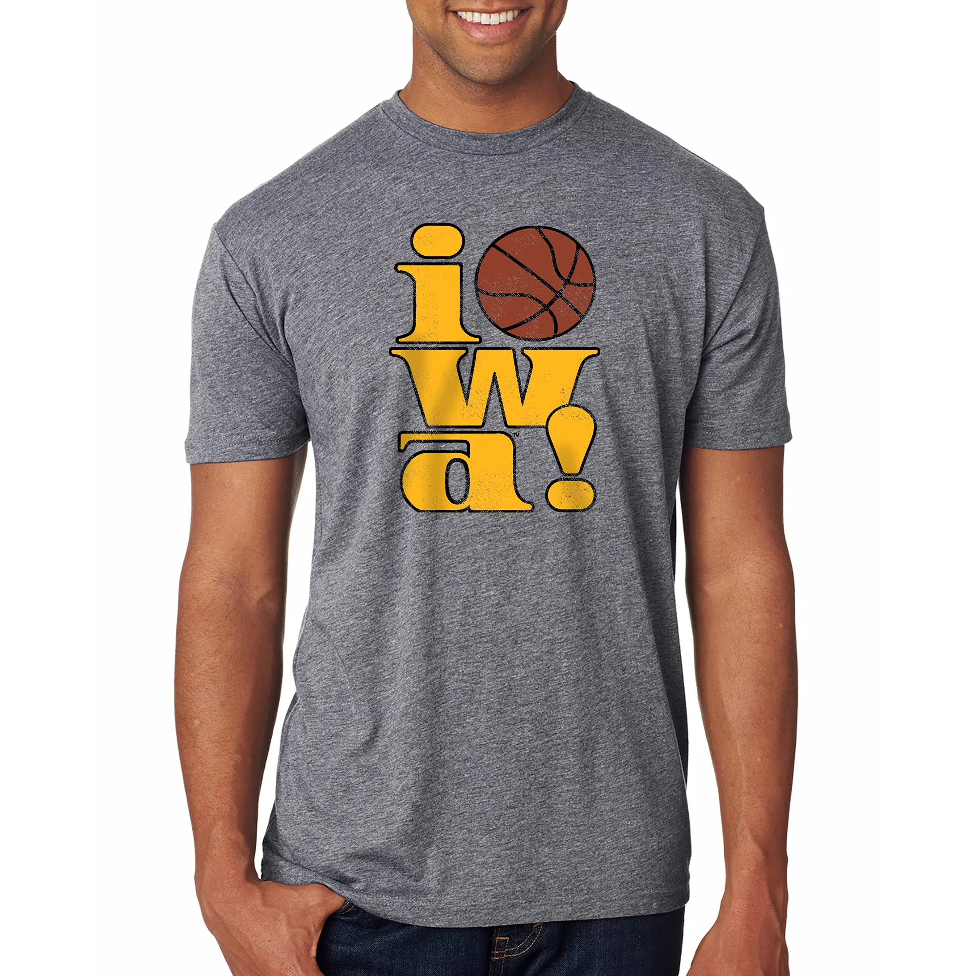 Iowa 90s Basketball Logo Triblend T-Shirt - Premium Heather - Image 4