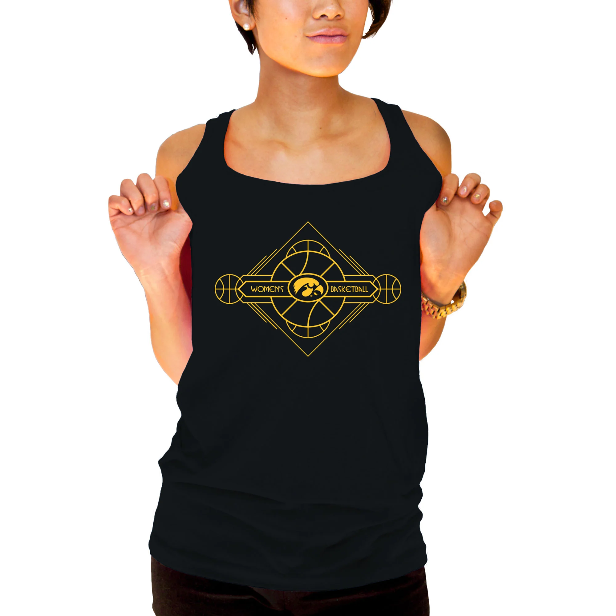 Iowa Art Deco Women's Basketball Unisex Tank Top - Black - Image 4