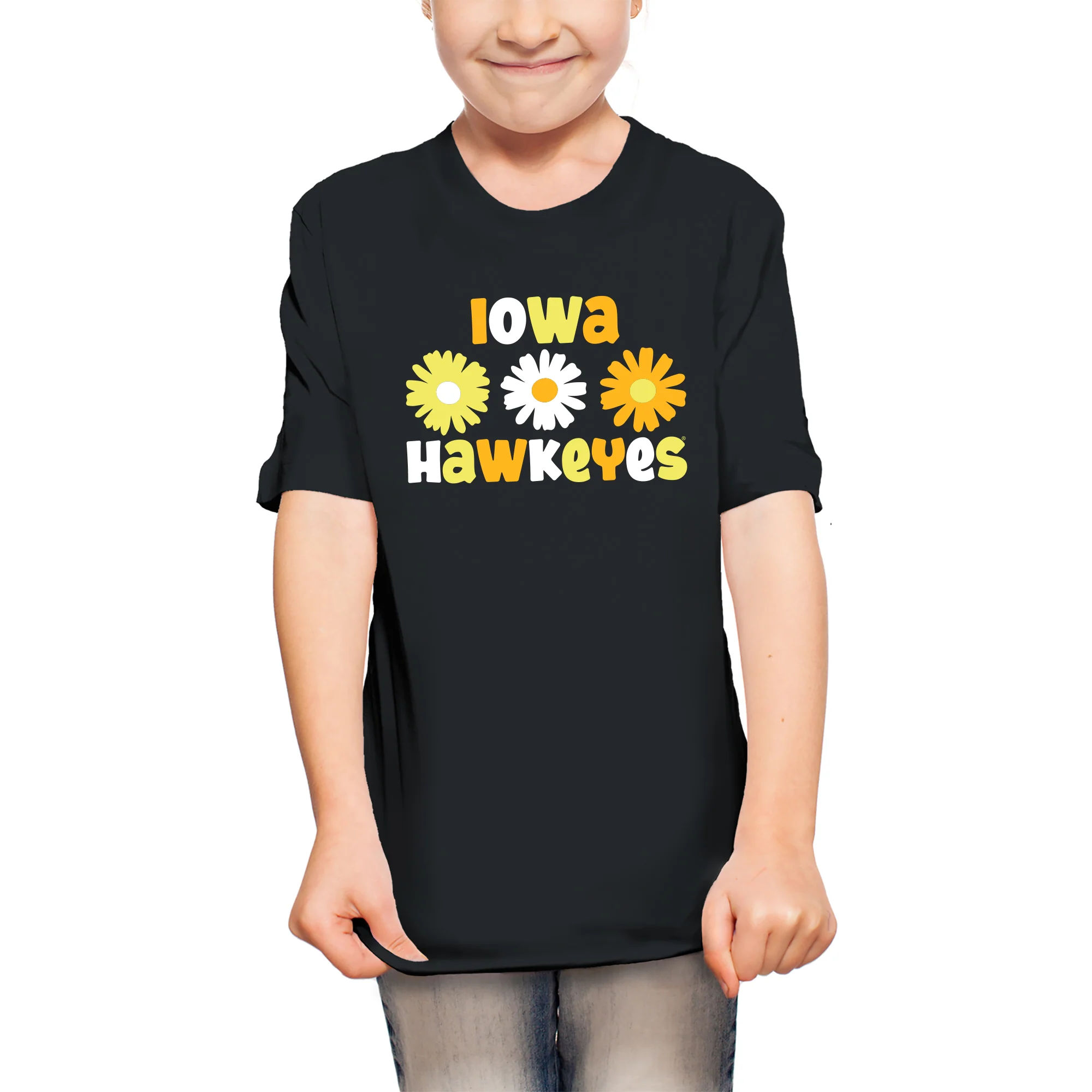 Iowa Daisy Dot Youth T-Shirt - Black - Image 3
