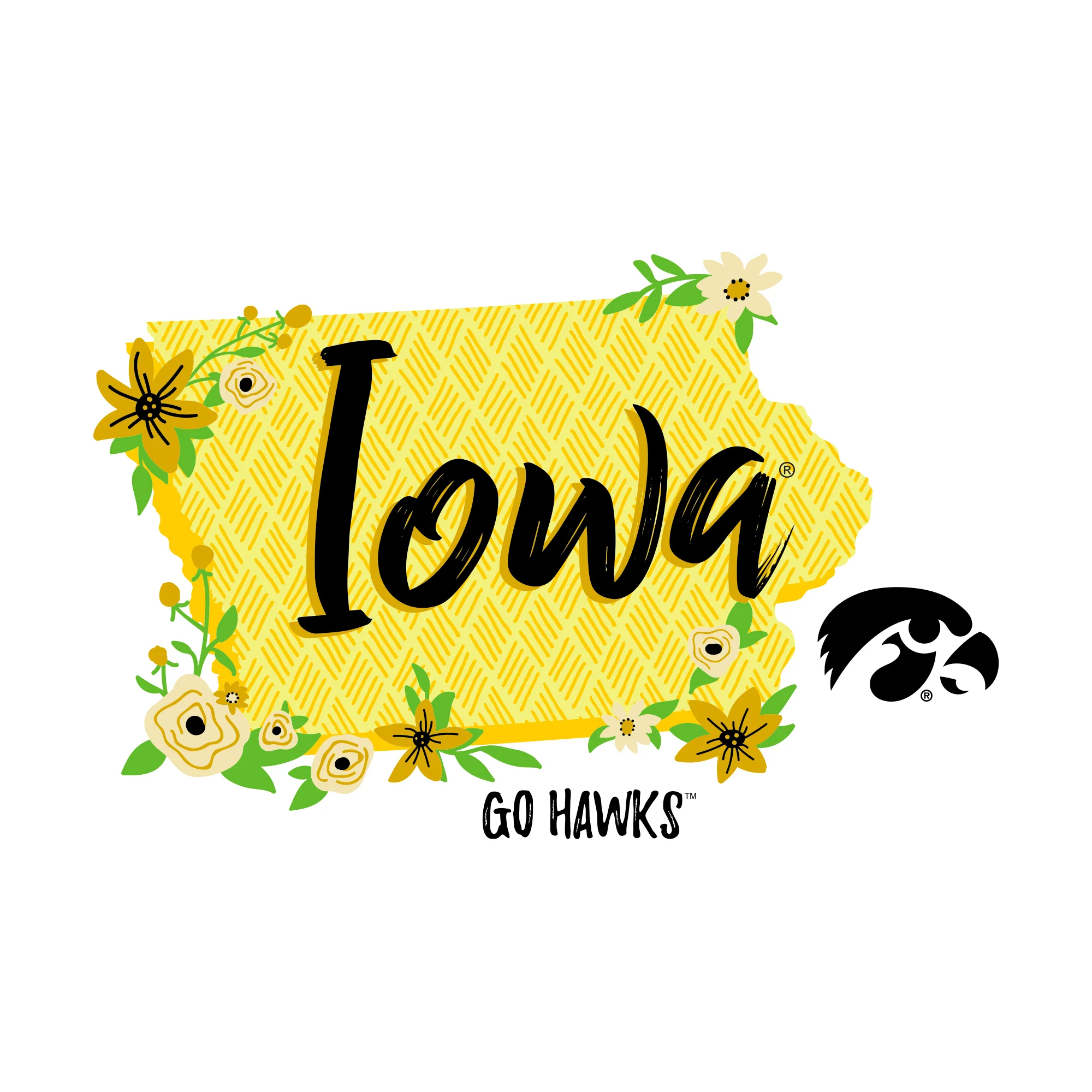 Floral State Iowa Hawkeyes Comfort Colors Short Sleeve T Shirt - White - Image 3