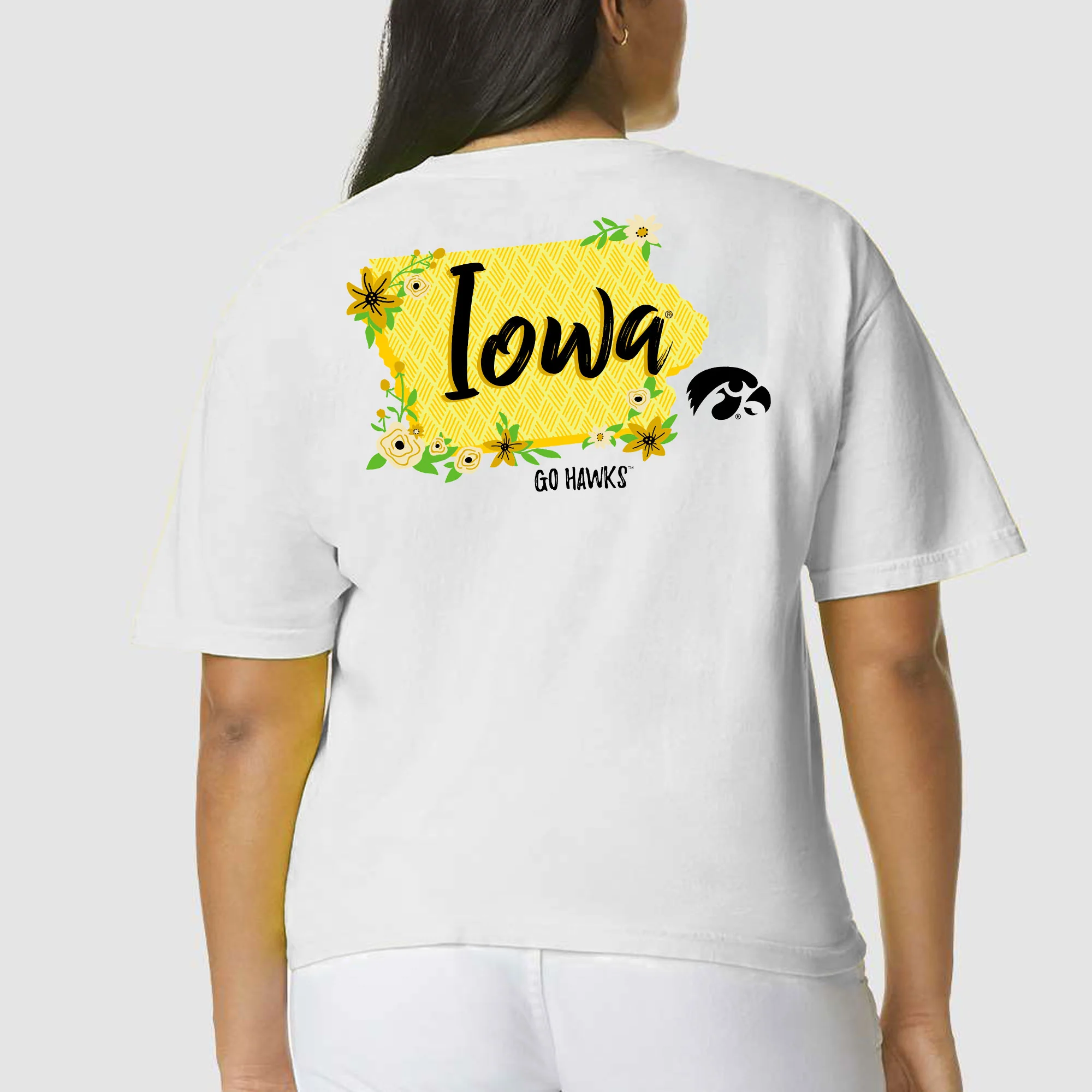 Floral State Iowa Hawkeyes Comfort Colors Short Sleeve T Shirt - White - Image 5