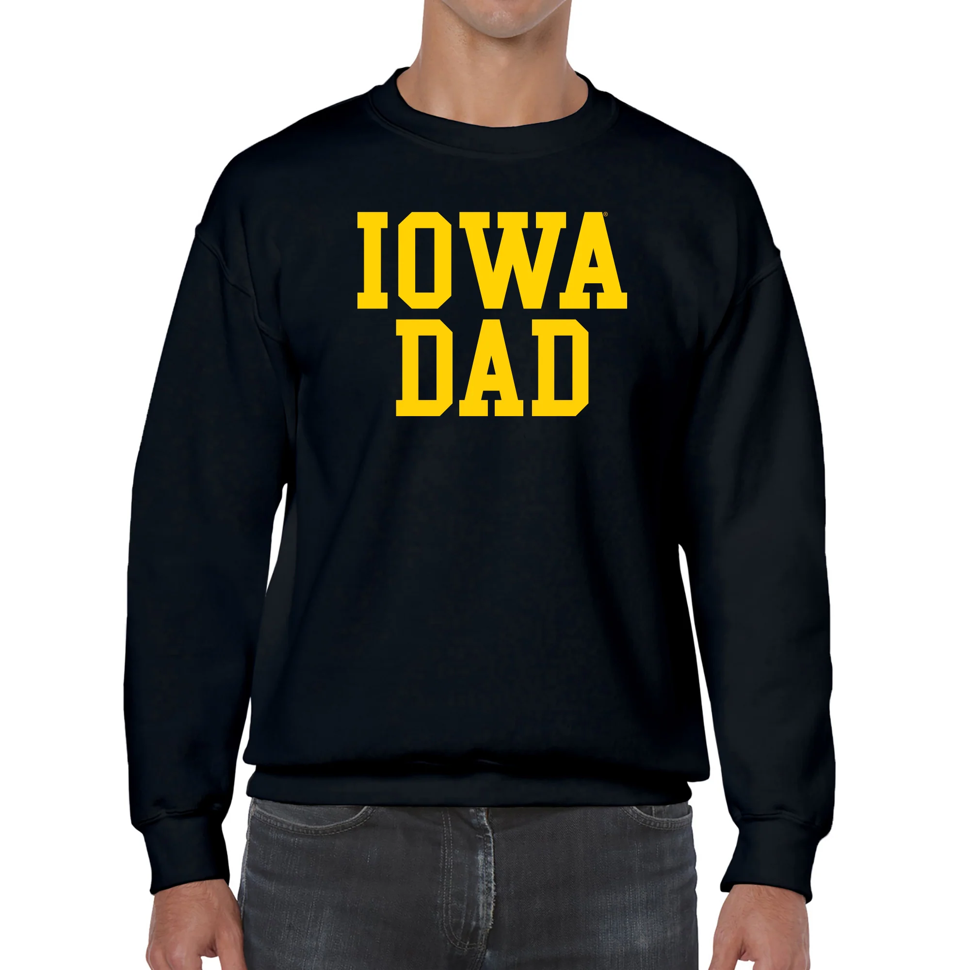 Iowa Hawkeyes Basic Block Dad Crewneck Sweatshirt - Black - Image 3