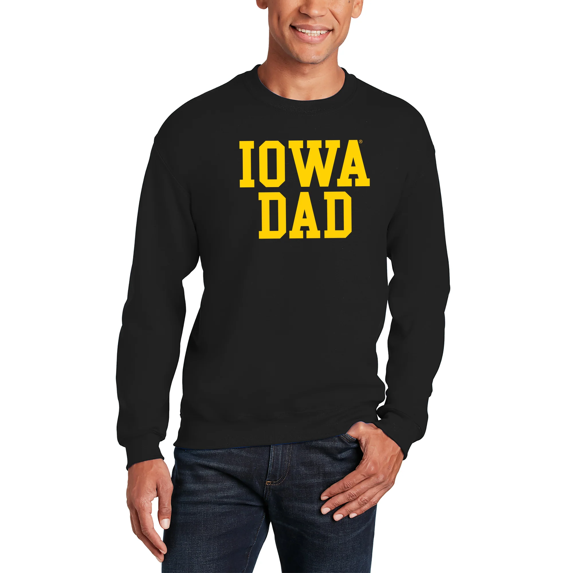 Iowa Hawkeyes Basic Block Dad Crewneck Sweatshirt - Black - Image 4