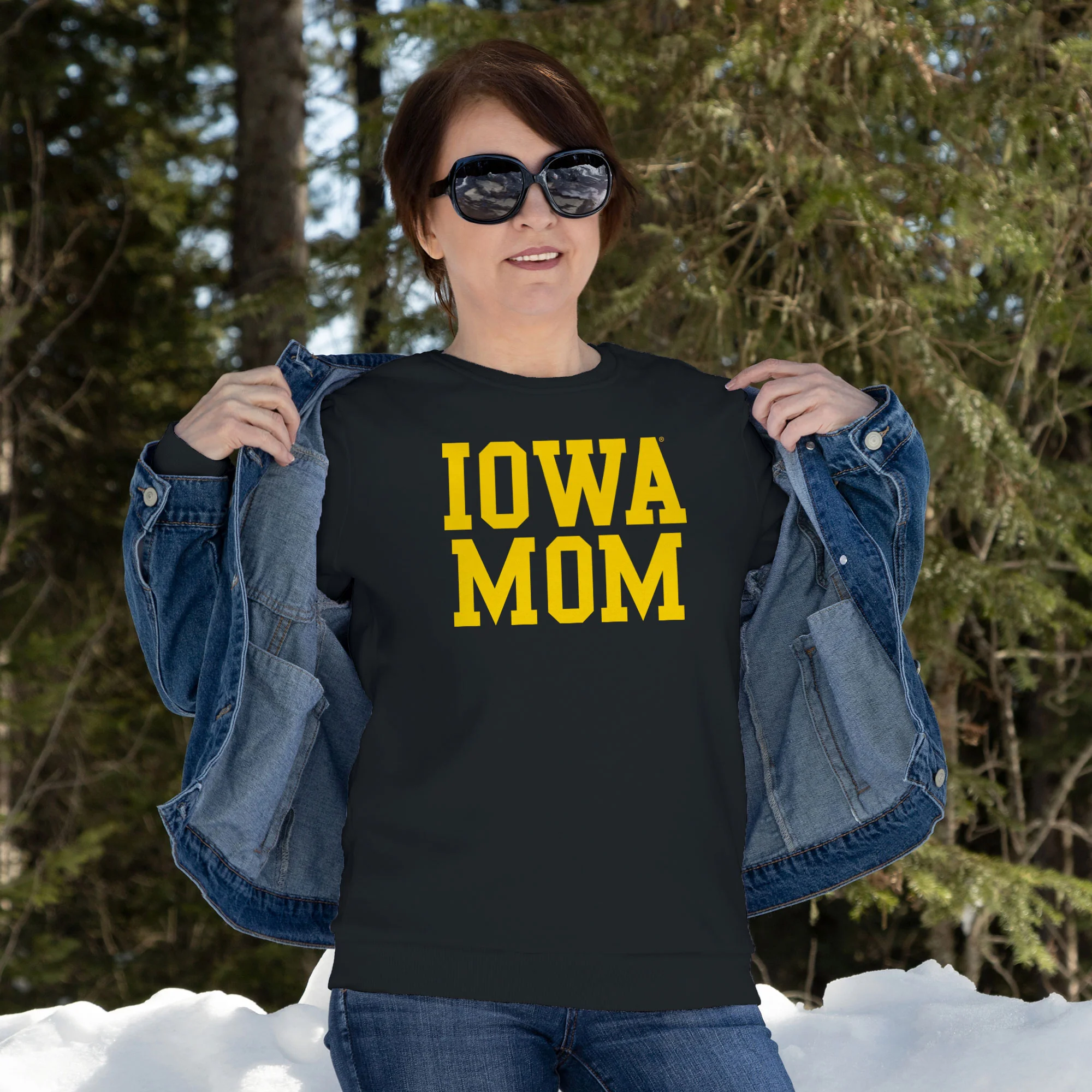 Iowa Hawkeyes Basic Block Mom Crewneck Sweatshirt - Black - Image 4