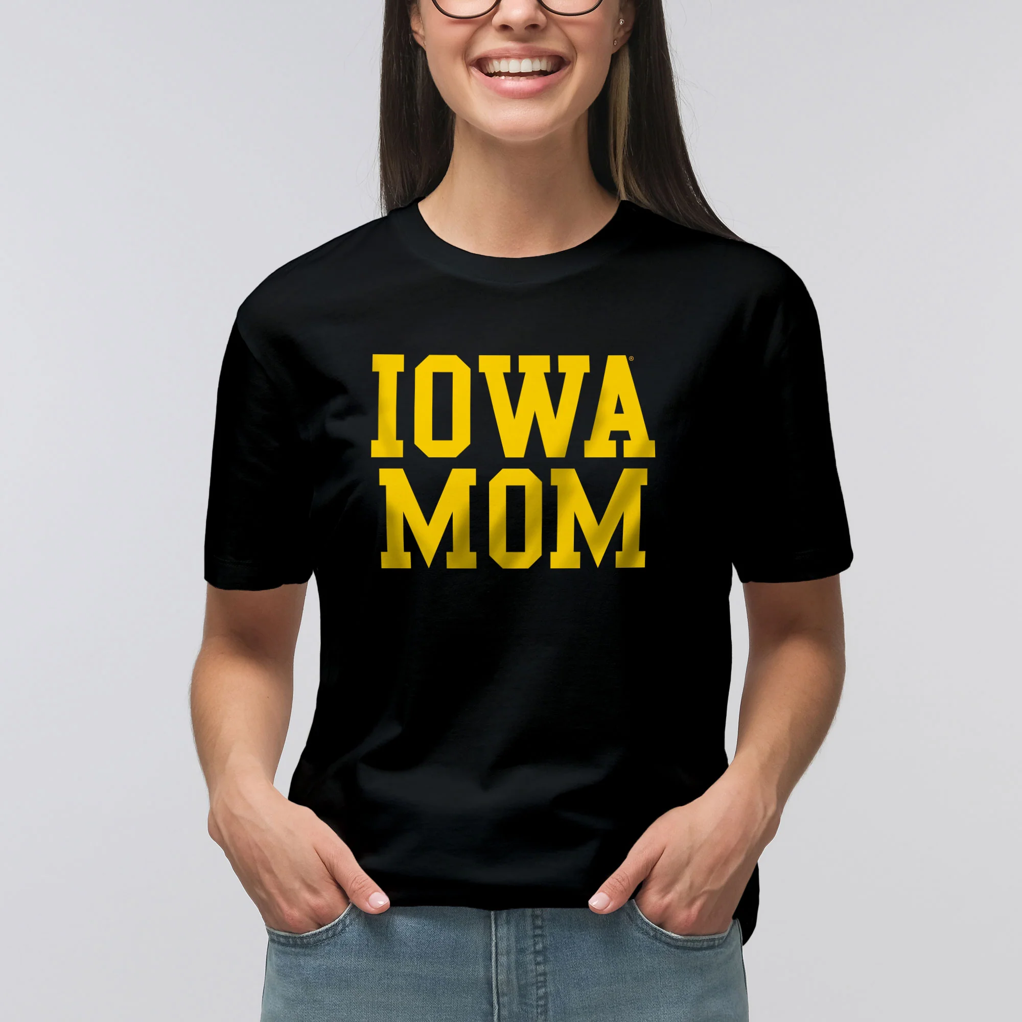 Iowa Hawkeyes Basic Block Mom T-Shirt - Black - Image 3