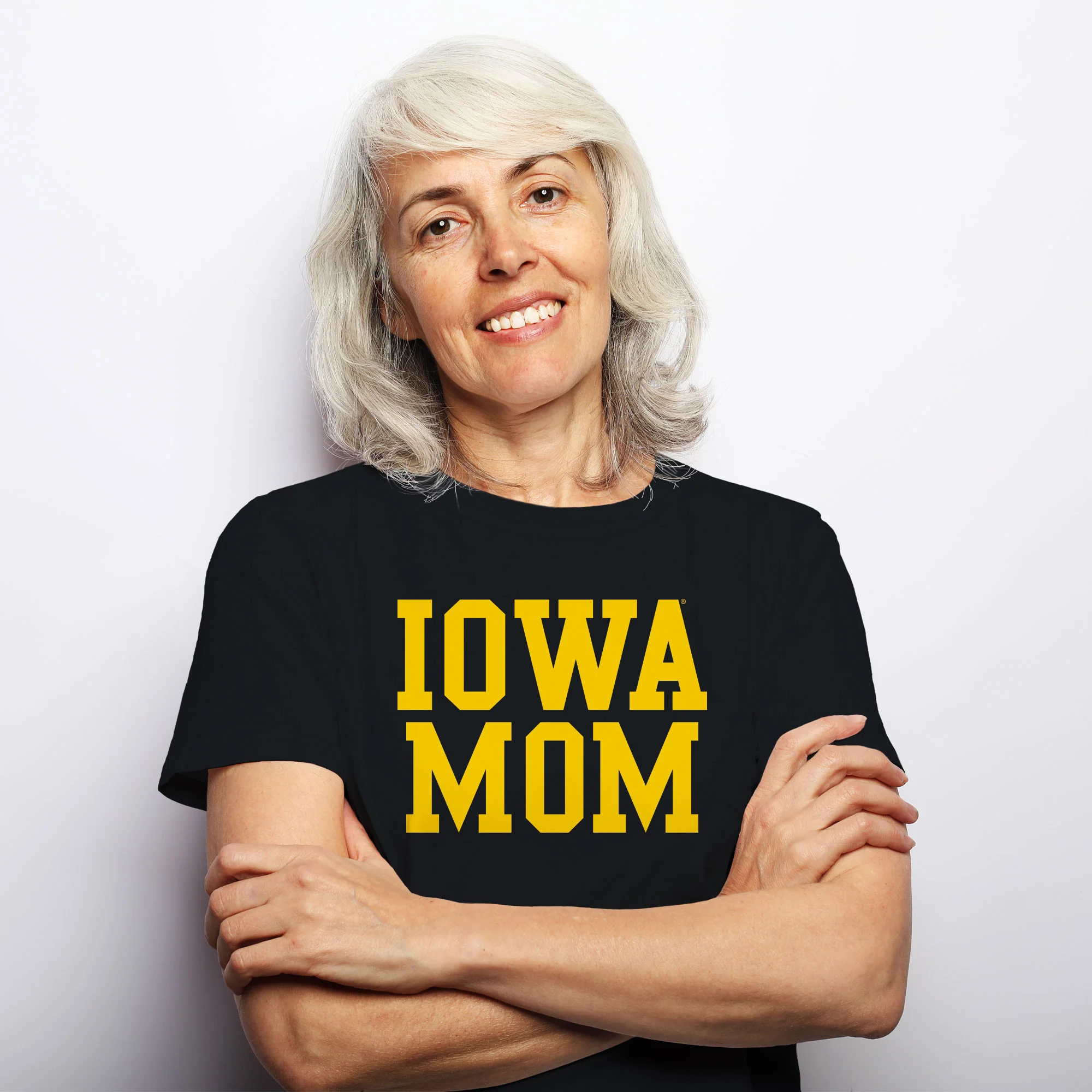 Iowa Hawkeyes Basic Block Mom T-Shirt - Black - Image 4