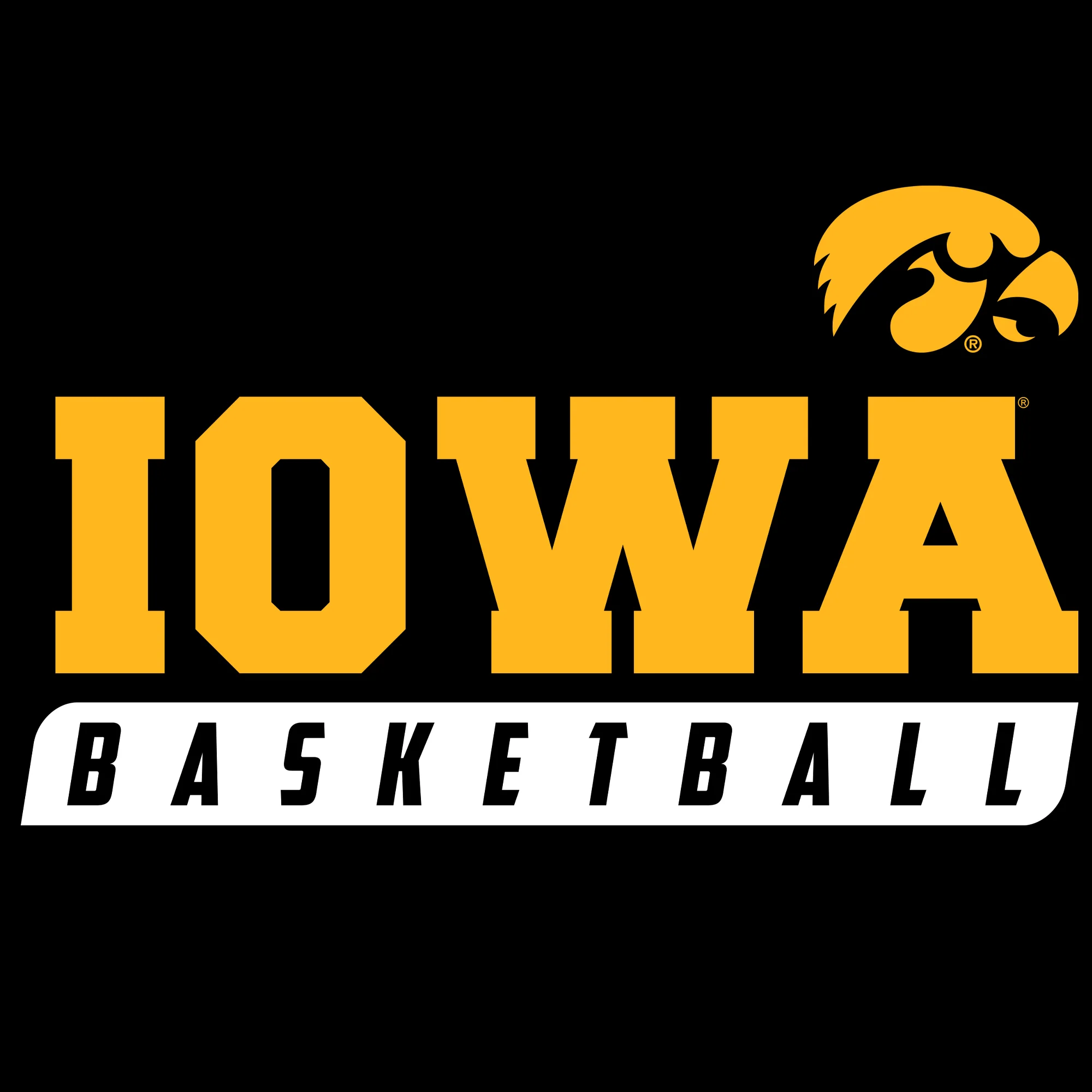 Basketball Slant Iowa Hawkeyes Basic Cotton Short Sleeve T-Shirt - Black - Image 2