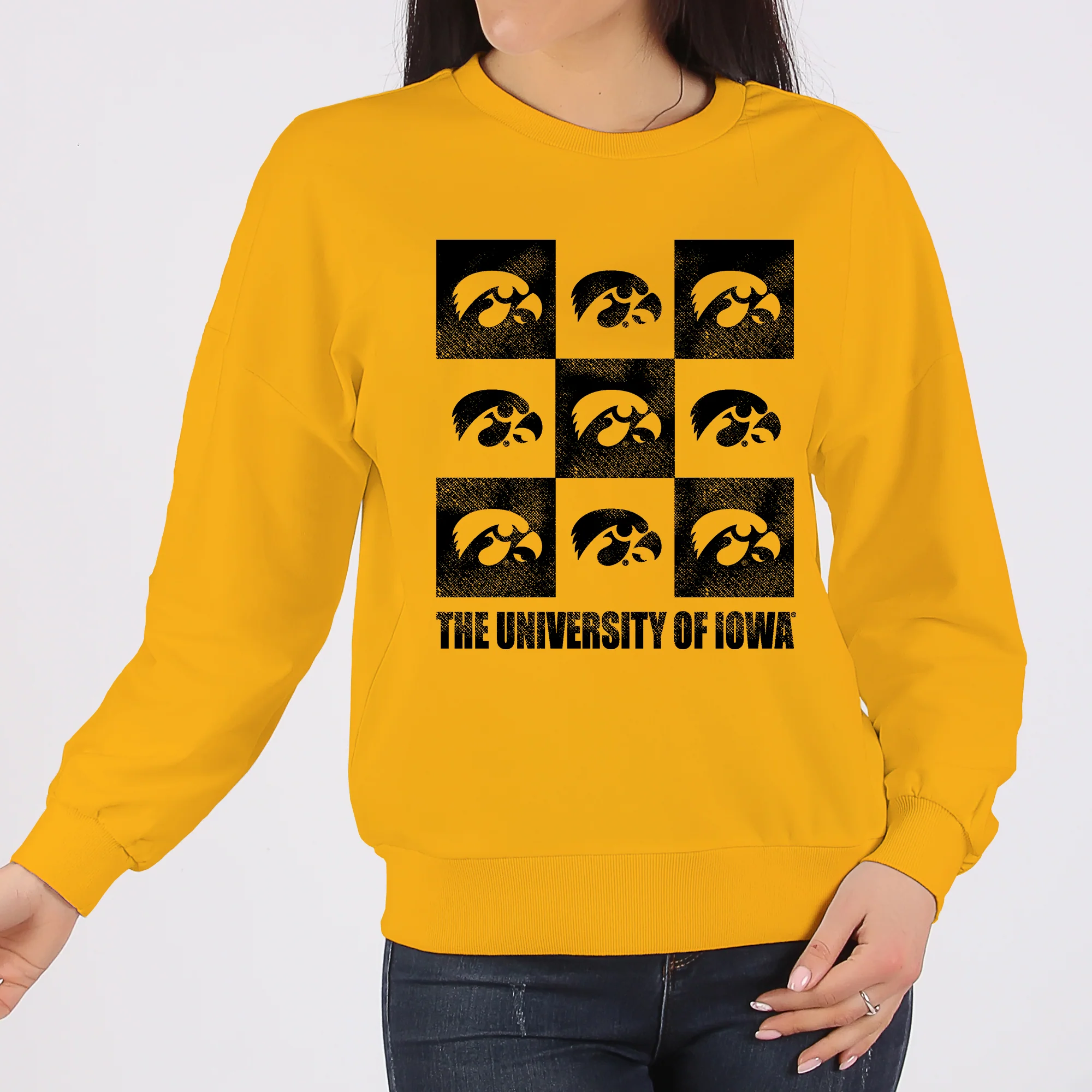 Iowa Hawkeyes Checkerbox Crewneck Sweatshirt - Gold - Image 3
