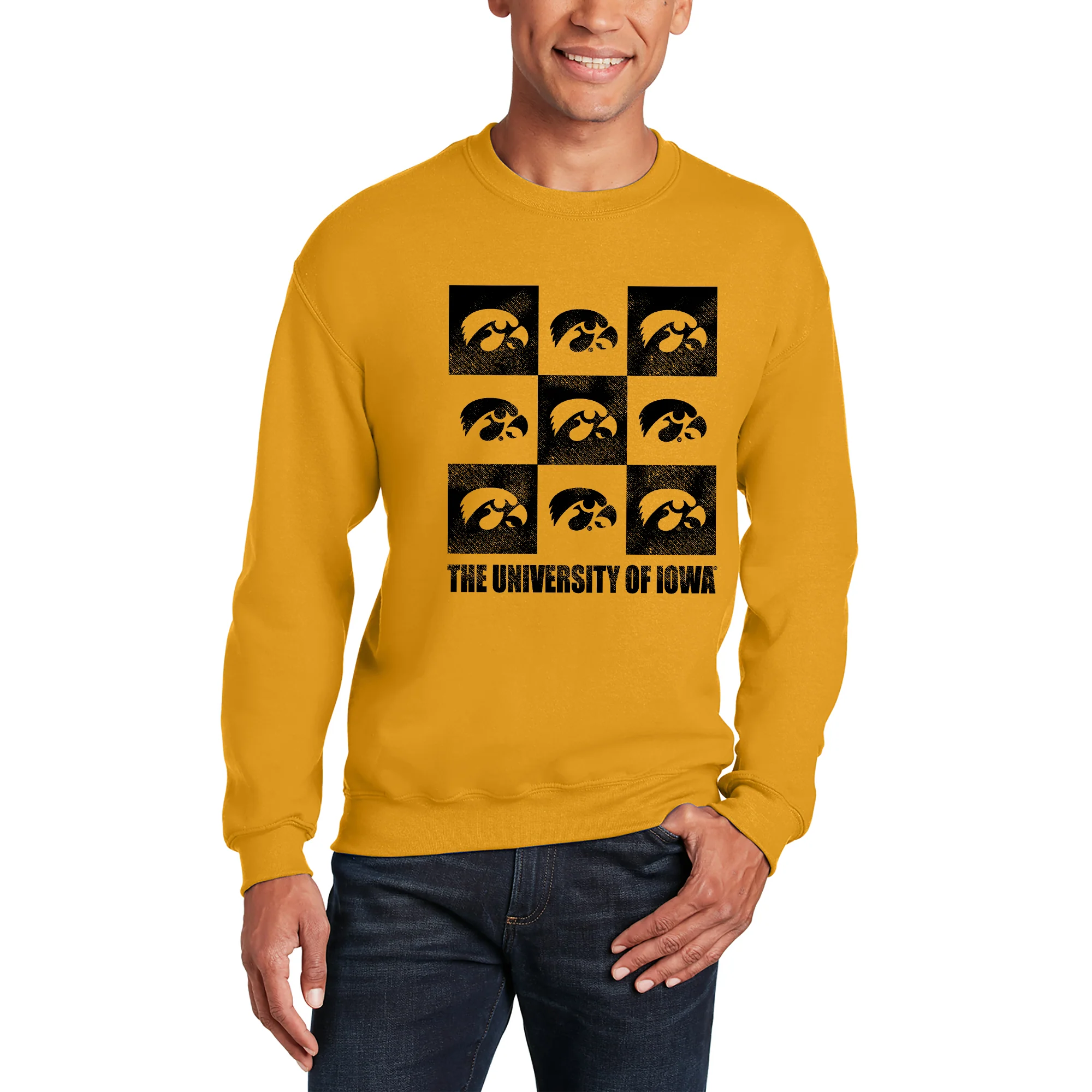 Iowa Hawkeyes Checkerbox Crewneck Sweatshirt - Gold - Image 4