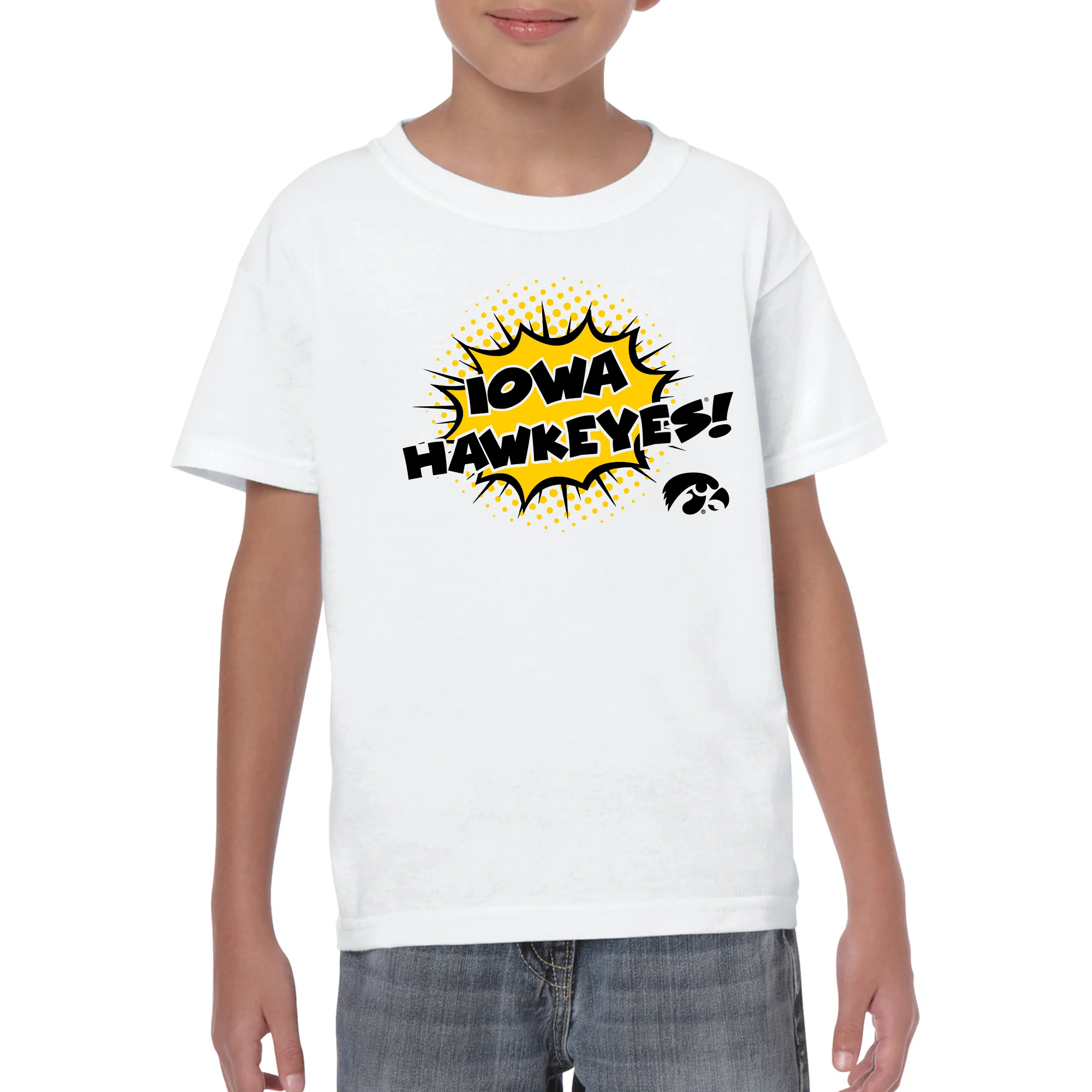 University of Iowa Hawkeyes Comic Blast Youth Basic Cotton Short Sleeve Tee - White - Image 3