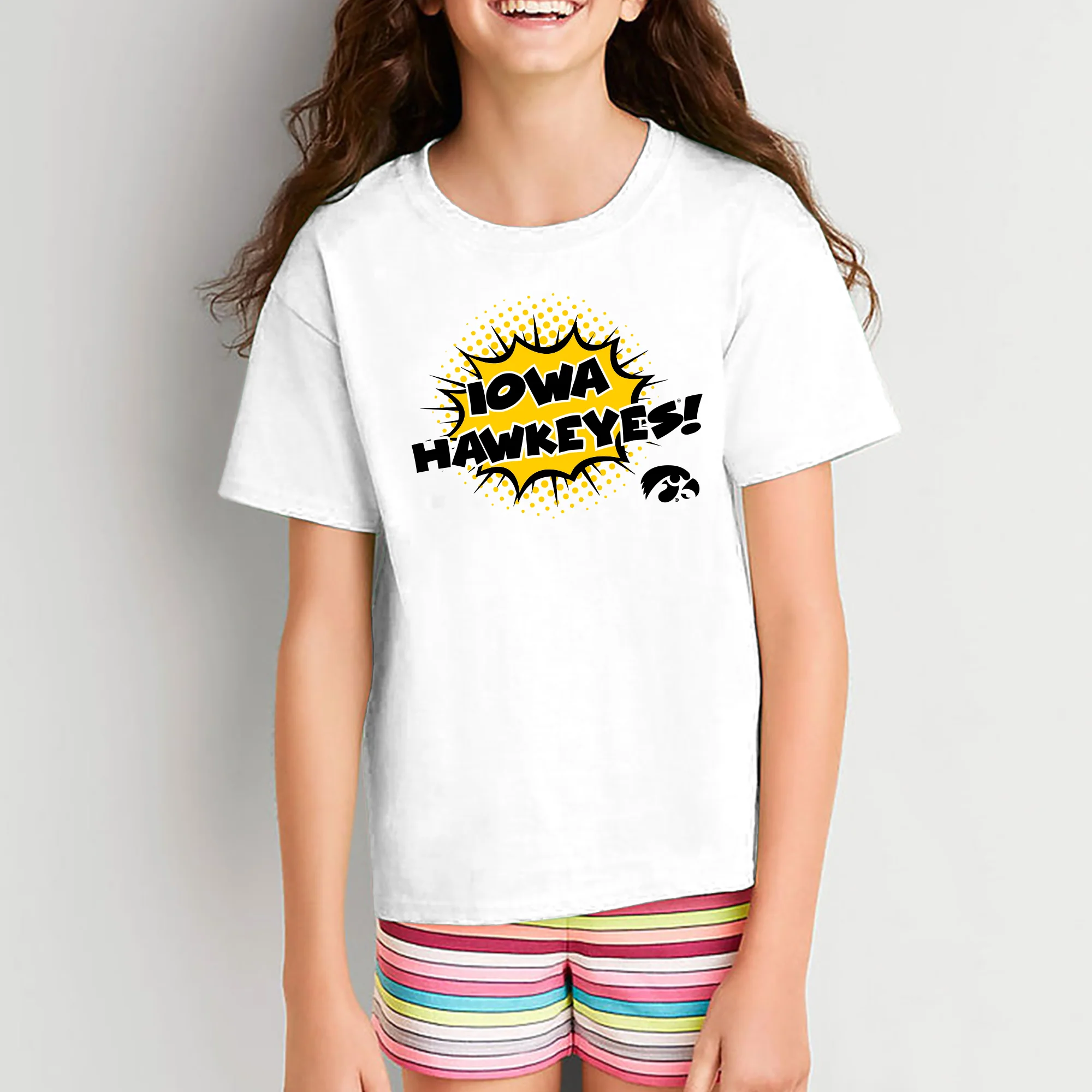 University of Iowa Hawkeyes Comic Blast Youth Basic Cotton Short Sleeve Tee - White - Image 4
